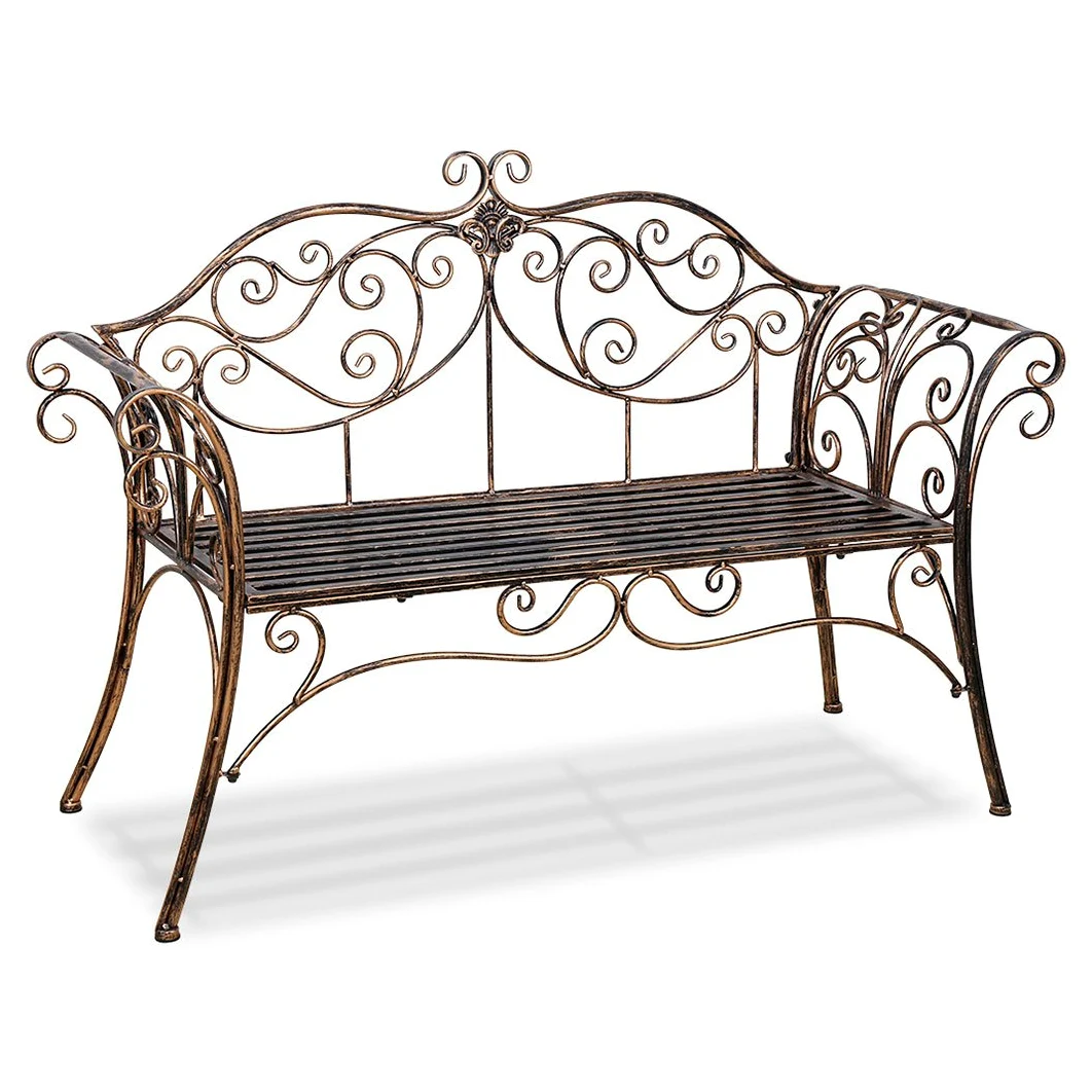 Banc Exterieur Jardin Metal, Banc Vintage, Canape Jardin 2 Places, 133 * 49 * 90 cm