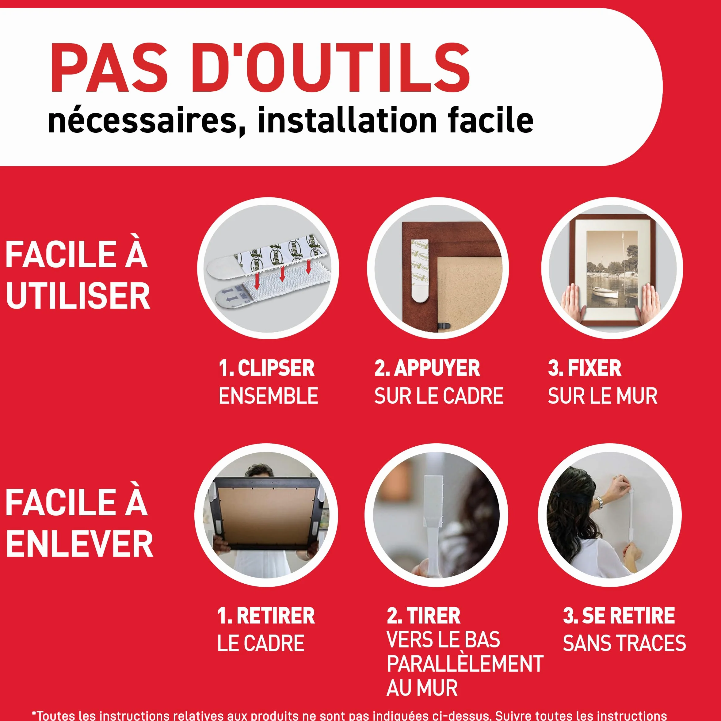 Command Languettes Accroches Tableaux Cadres Fins, Blanc, 14 Paires (28 Languettes) - Fixation sans Dommage
