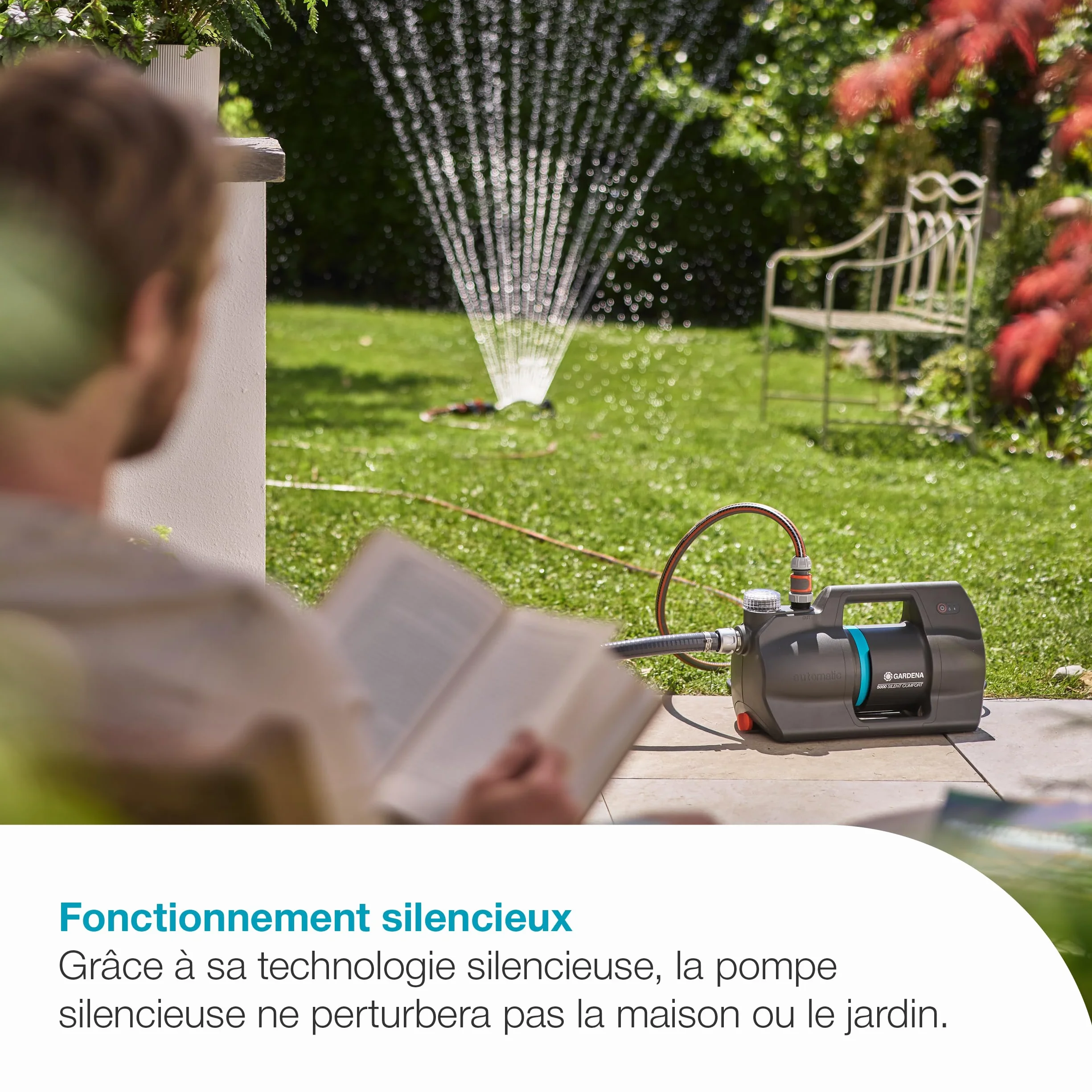 Gardena Pompe automatique 5000 SilentComfort 36% consommation d'énergie en moins Technologie silencieuse 9072-20