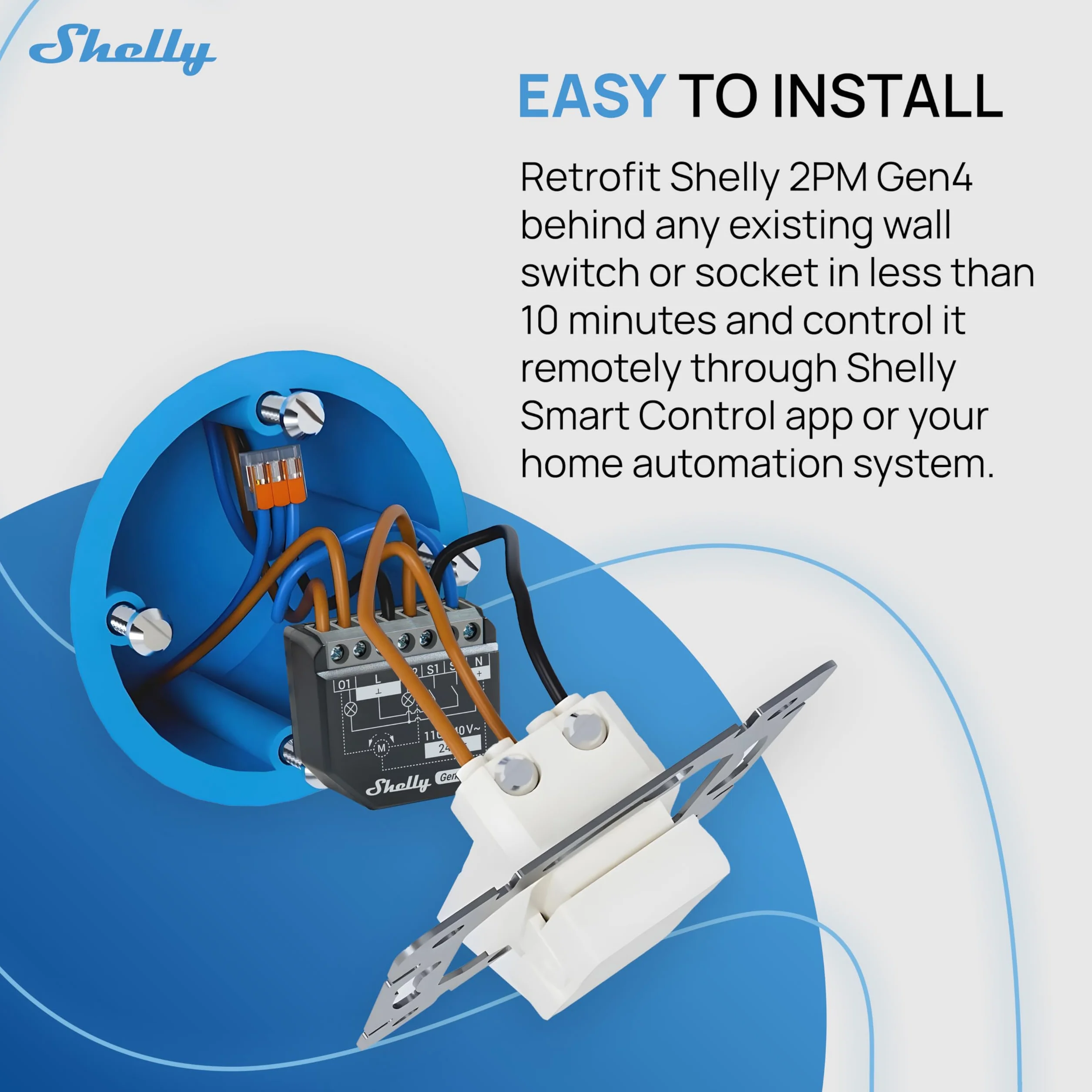 Shelly 2PM Gen4 Module volet roulant connecté Matter Zigbee Wi-Fi 2 Canaux 8A Mesure consommation électrique Contrôle app