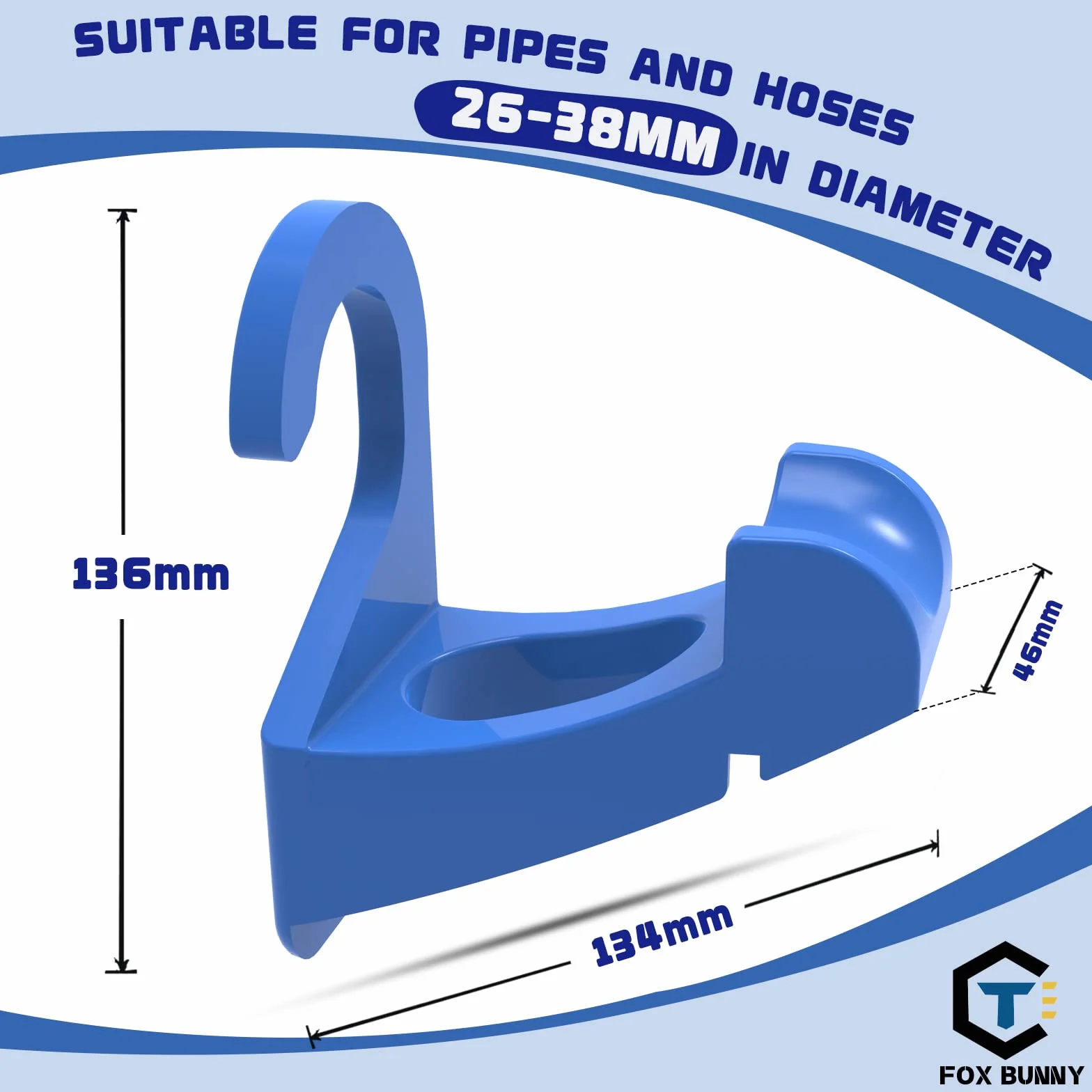 Fox Bunny Support de Tuyau de Piscine pour Piscines Hors Sol, 26-38mm, Compatible Intex Bestway, Bleu
