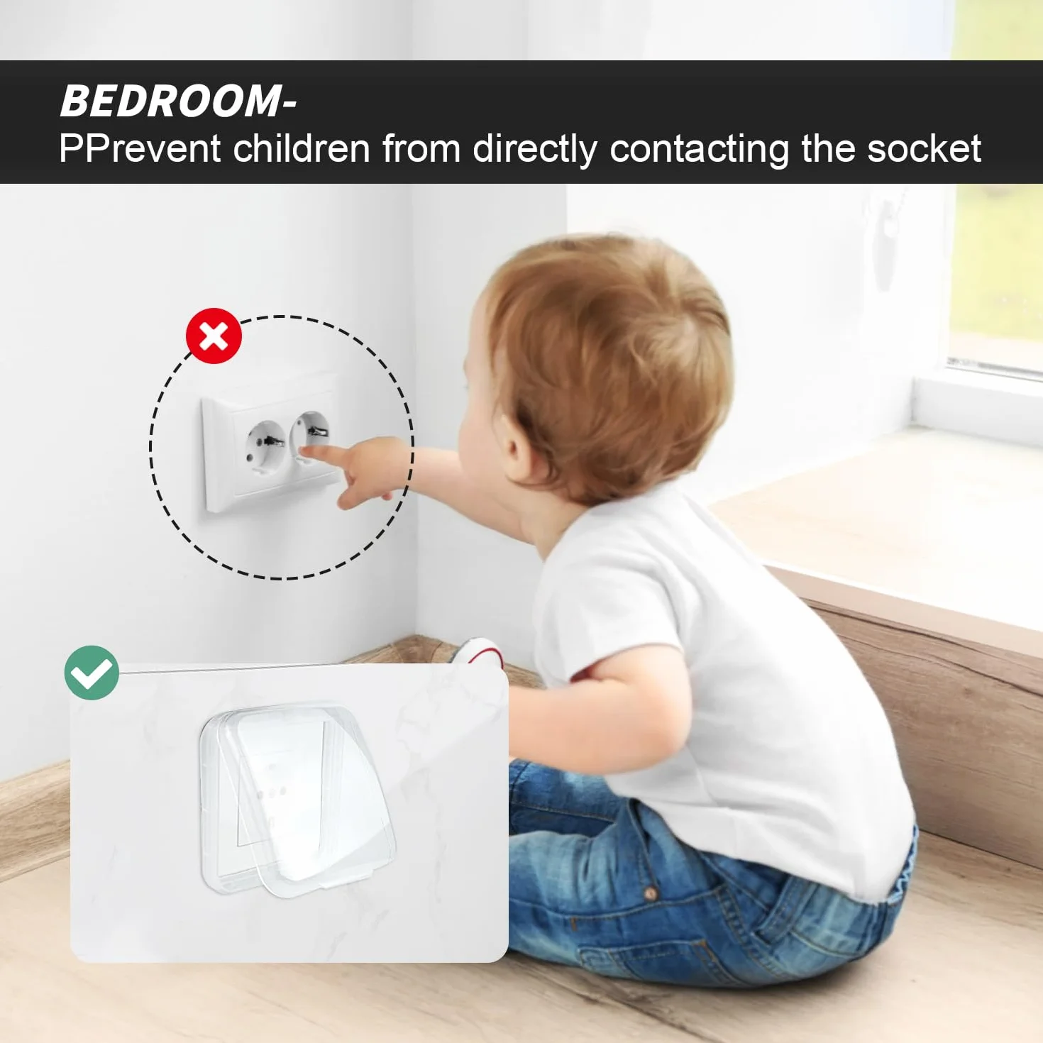 Cache Interrupteur Mural Type 86 Réversible Étanche Ultra-Mince Sans Perçage Transparent 4 Pièces