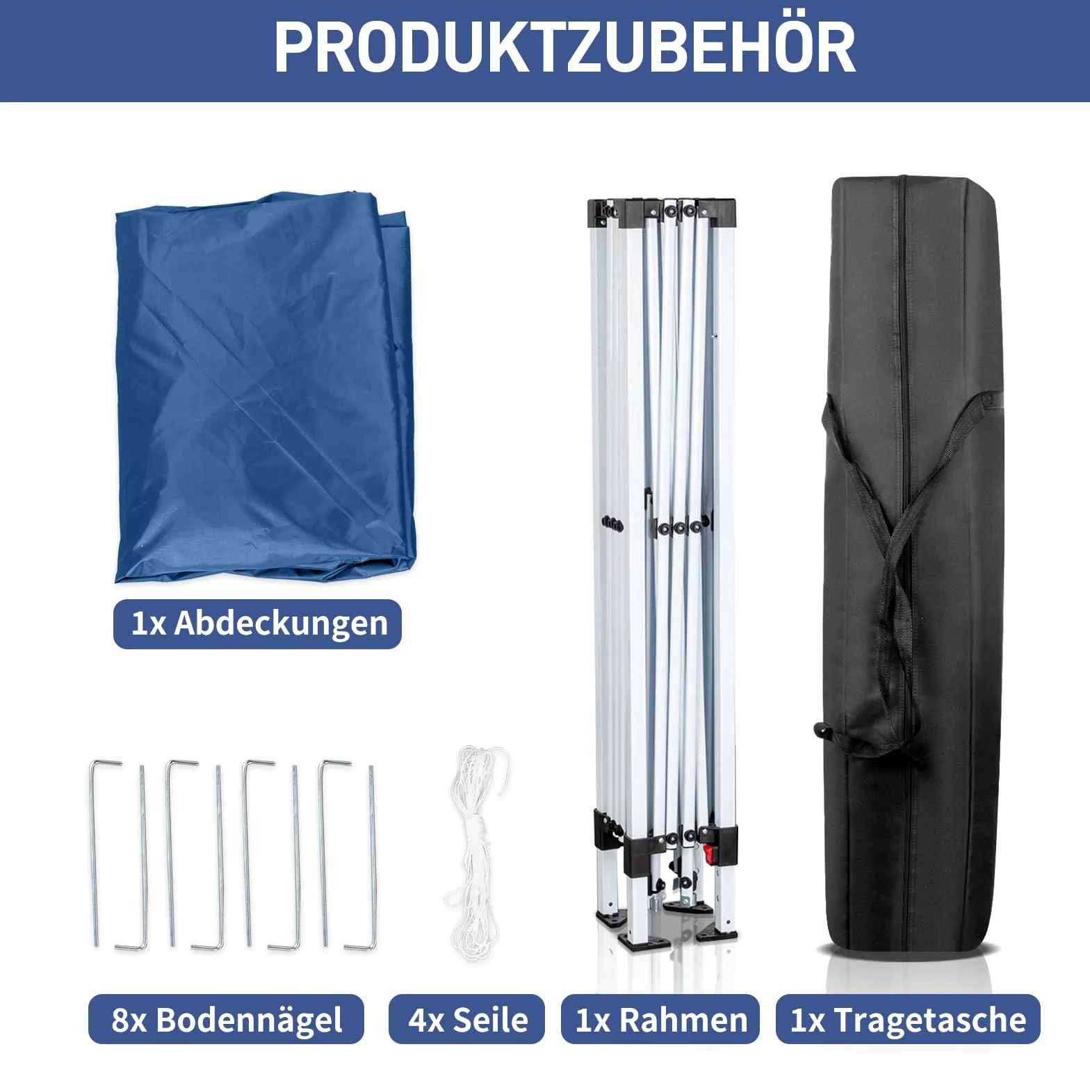 3x3m Tonnelle de Jardin Pliable Aluminium Imperméable Tente de Reception avec aux UV Pavillon Bleu Bâche PE Epaisse de env pour Fête Marriage Les Activités Commerciales (Bleu)