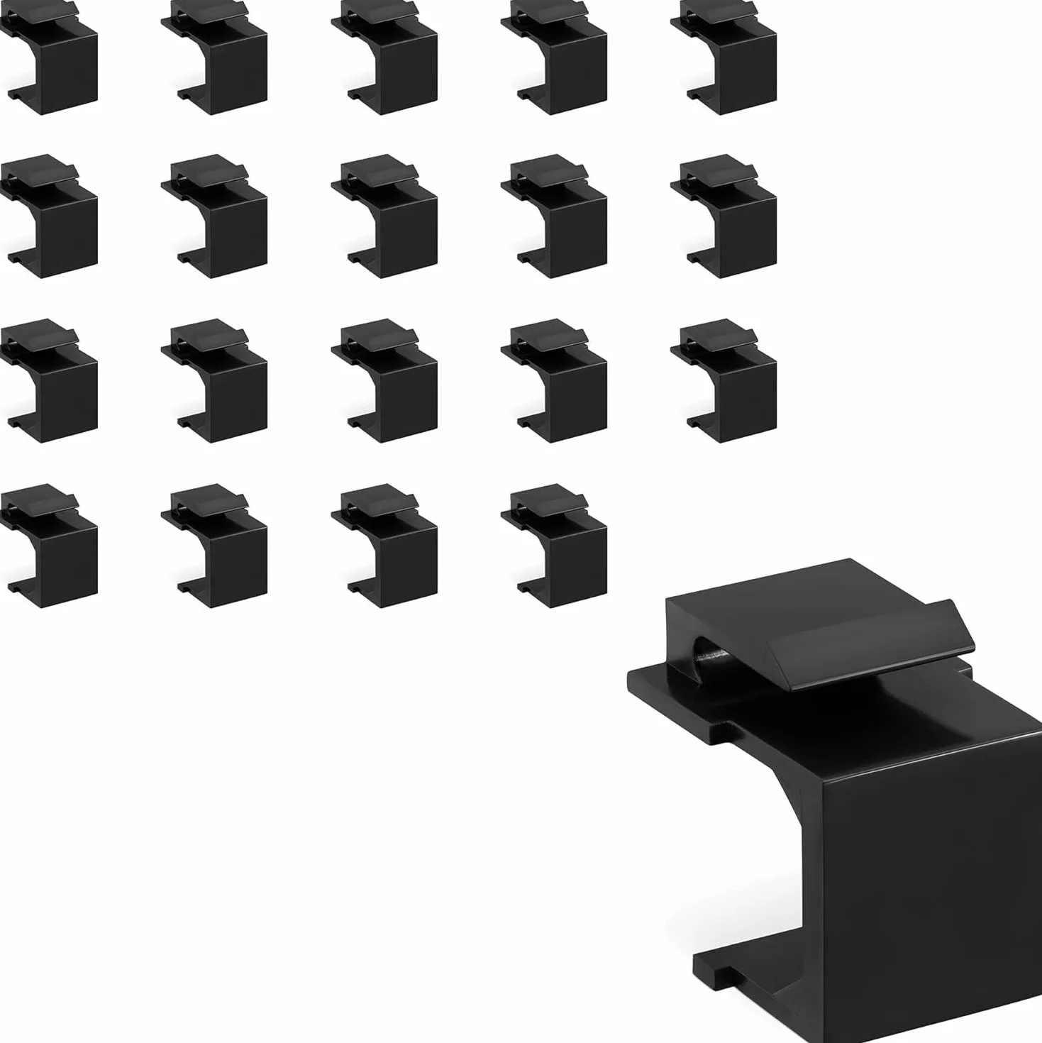kwmobile Keystone Protège-prise noir Lot de 20 - Jack protection poussière montage snap-in