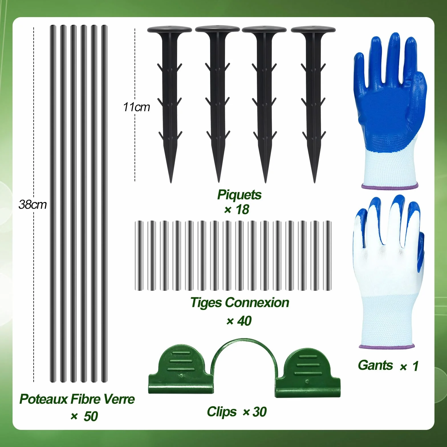 YADODO Arceau pour Serre Tunnel, 50 PCS Arceaux Serre de Jardin avec 30 Clips Kit de Maison de Cerceau De Jardin, Arceau de Jardin,Cerceau pour Serre de Jardin, Garden Arceaux pour Serre Tunnel