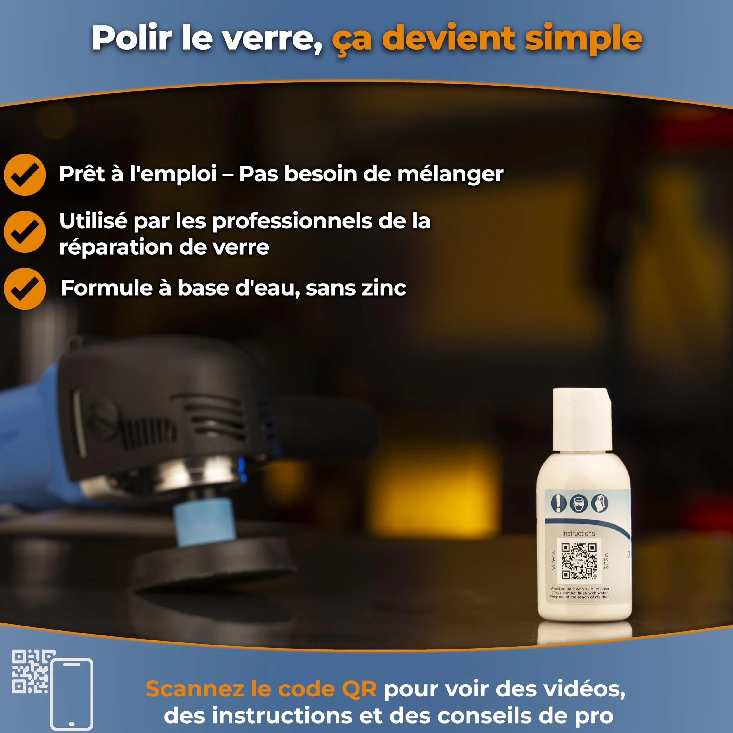 Pâte à polir pour Verre Professionnel 1,2 microns 50 ML