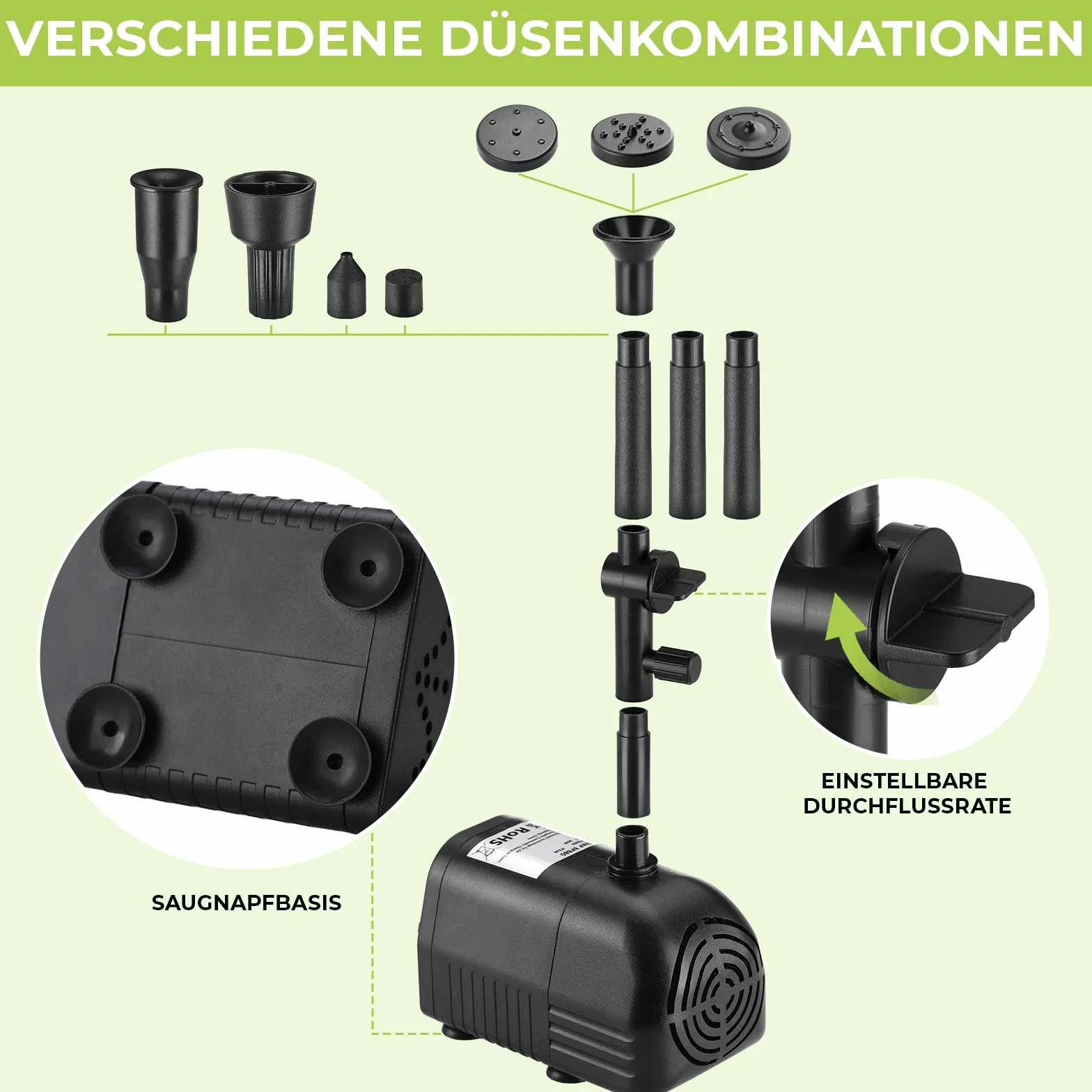 Pompe Solaire Bassin Extérieur 25W 260L/H Max 200cm Panneau Verre Moteur Sans Balais Clevich