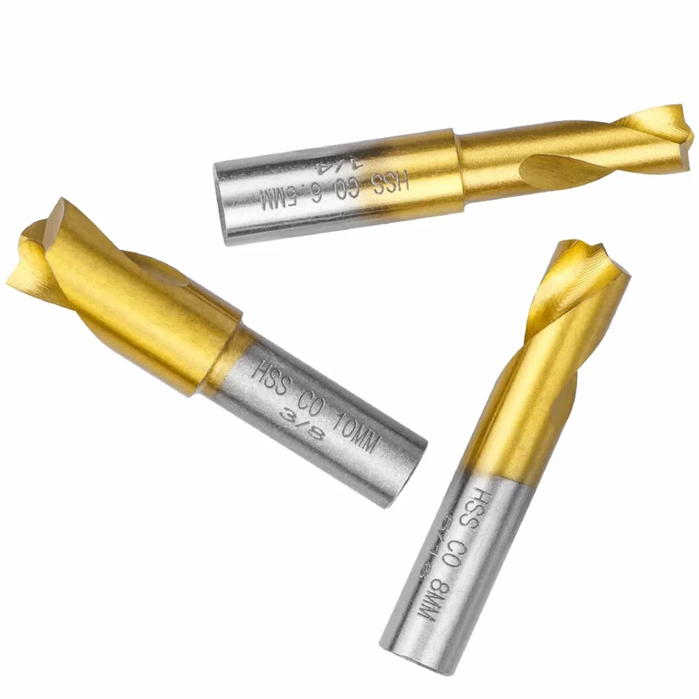 Mesee Lot de 3 Forets à Souder par Point HSS CO Plaquée en Titane 6.5mm/8mm/10mm
