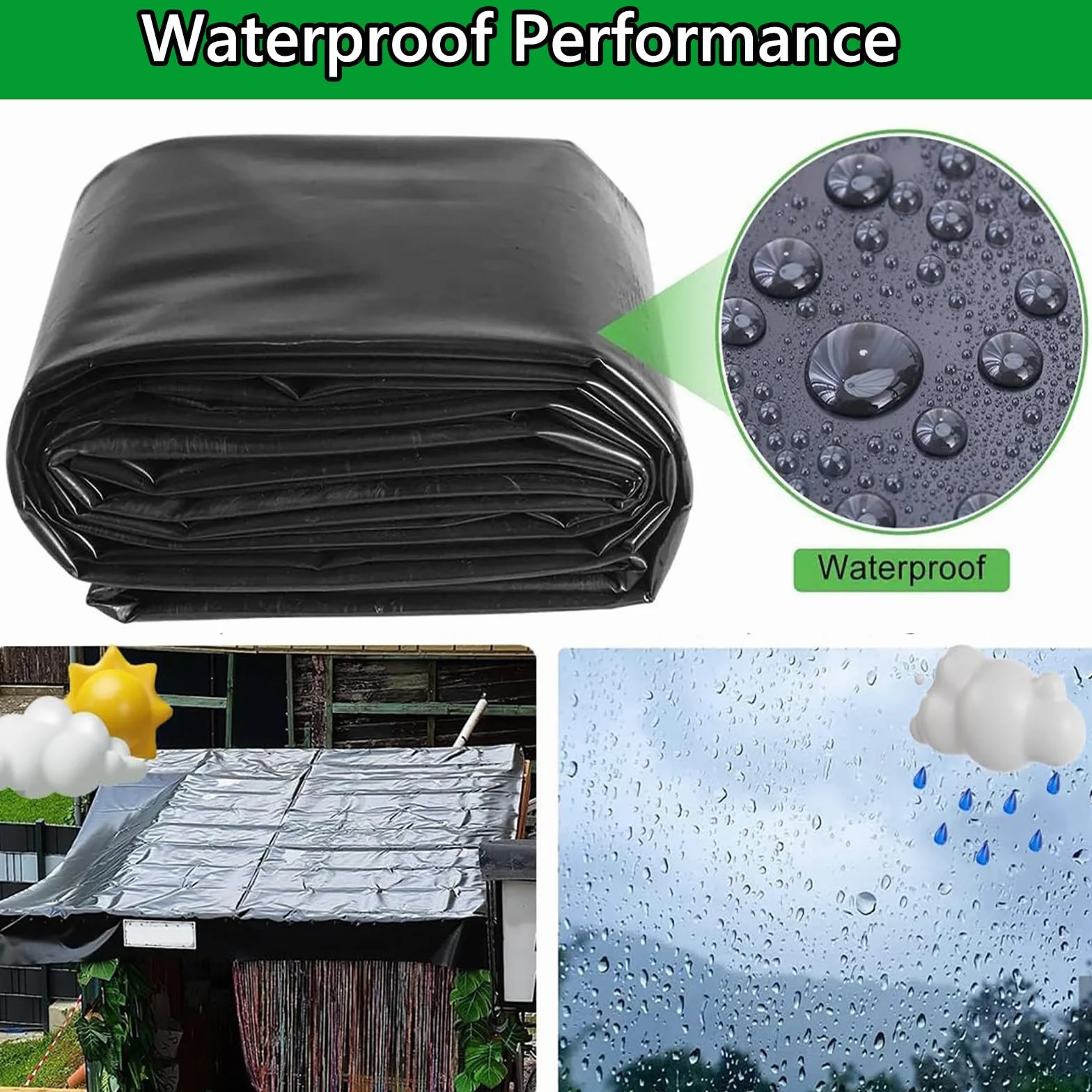 Bâche pour Bassin 7x7m Caoutchouc Liner pour Étang Koi Cascades (6x6m)
