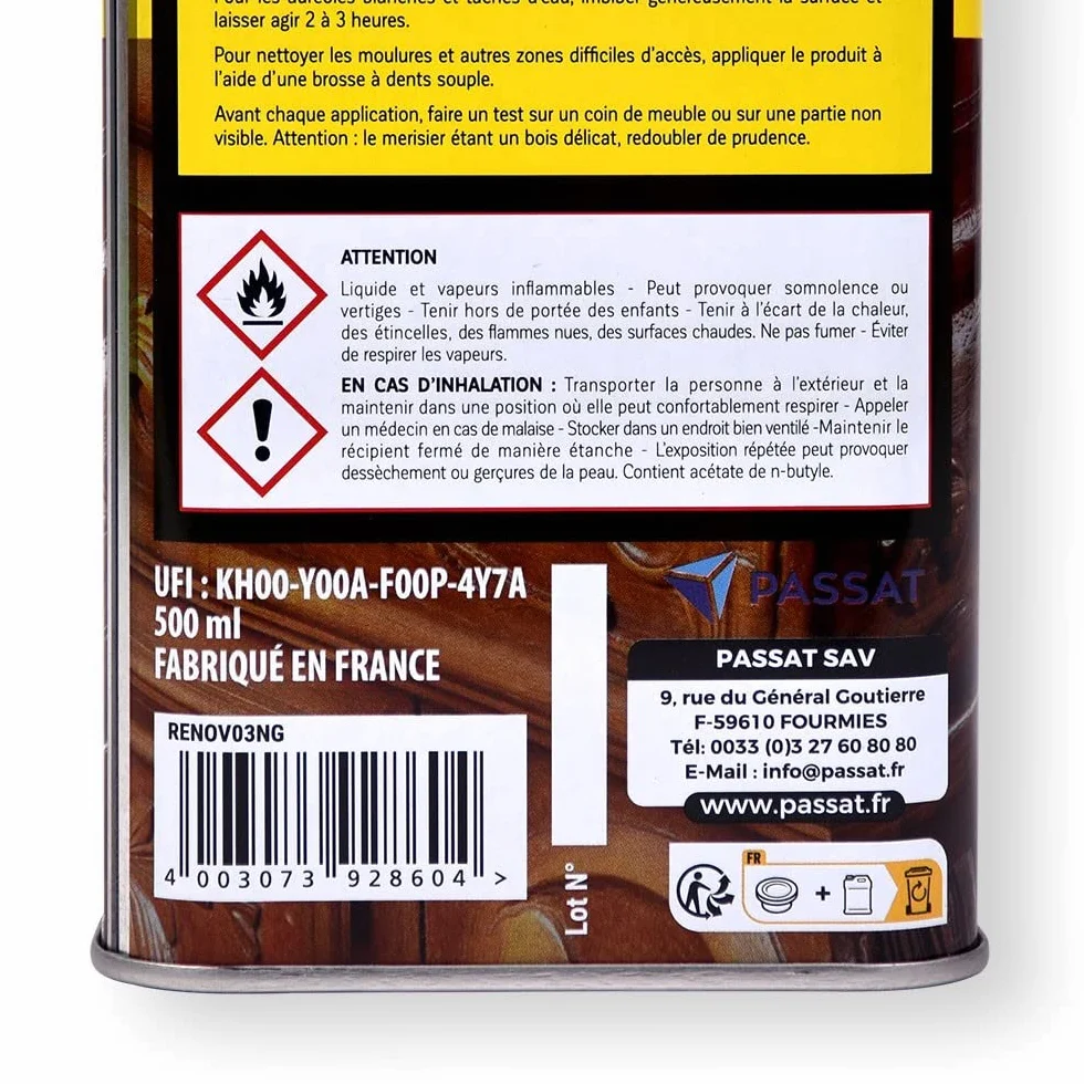 Renovateur bois Passat 4 en 1 Vernis bois 500 ml Peinture bois extérieur interieur