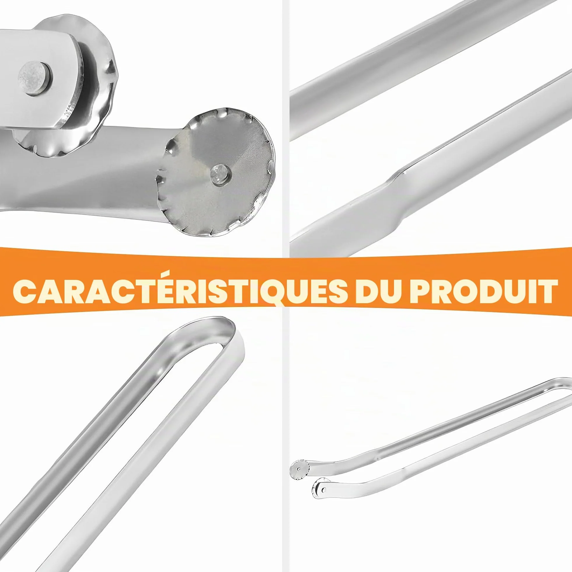 Hysenm Lot de 2 pinces à saucisses BBQ en acier inoxydable à long manche pour griller et retourner