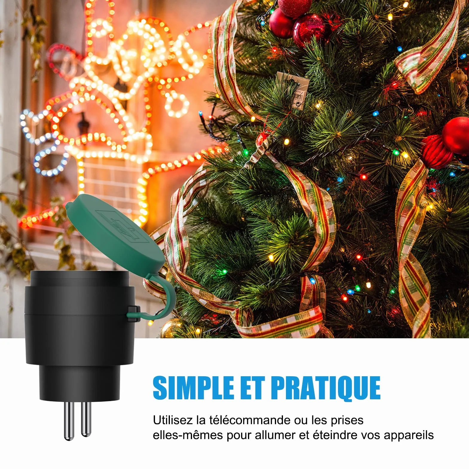 Mini Prise Télécommandée sans Fil Extérieure IP44 40 m 2300 W Noir/Vert