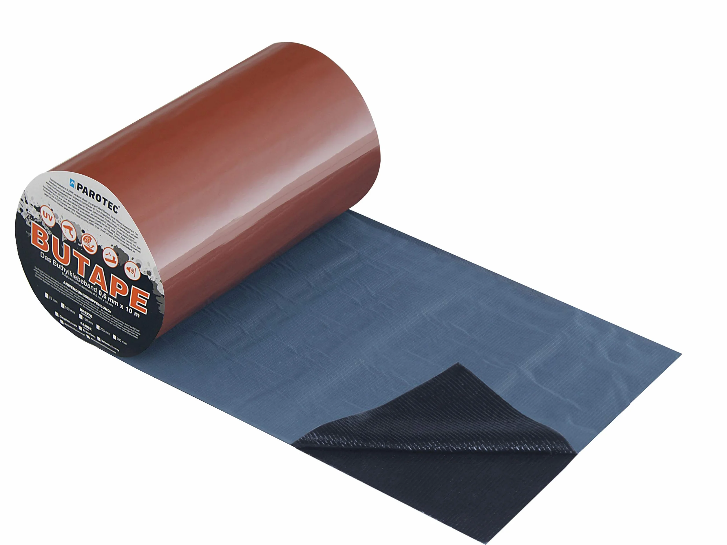 Parotec BuTape Bande d'Étanchéité Aluminium Butyle 150 mm x 10 m Rouge Brique