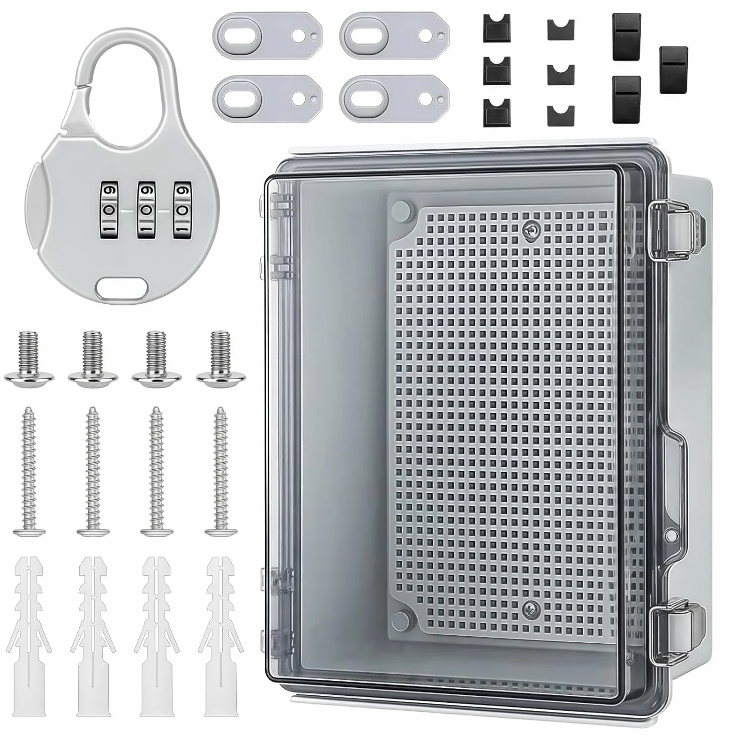 Coffret Électrique Étanche IP67 27 Pièces 220x170x110mm Boîte de Dérivation avec Cache Compteur