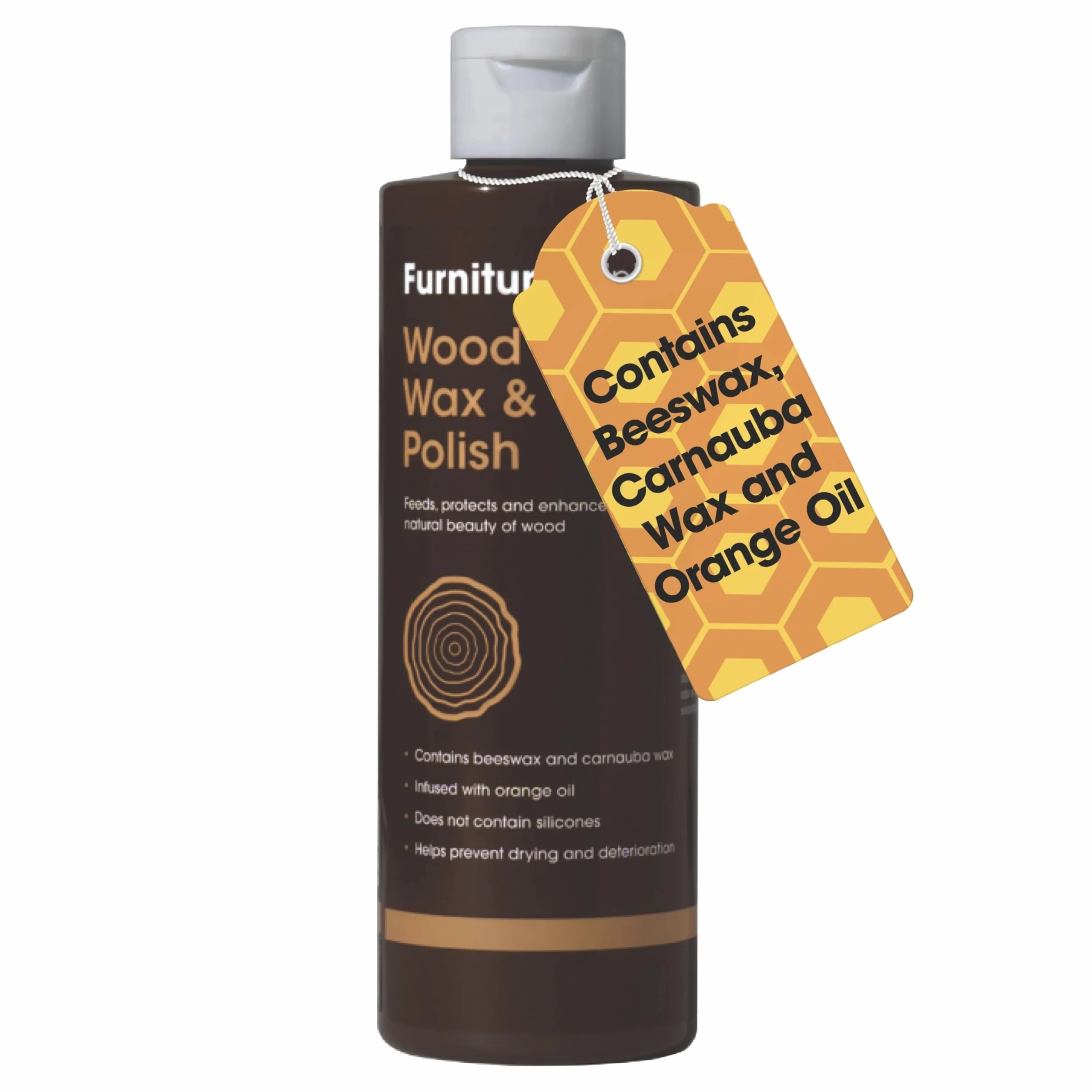 Cire Bois & Polish Furniture Clinic À l’Huile Essentielle d’Orange – Cire d’Abeille pour Bois Fini et Non Fini 250 ml