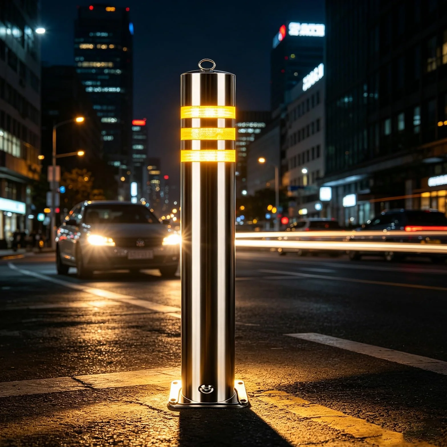 NEONMAN Arceau de Sécurité Amovible en Acier Inoxydable avec Bande Réfléchissante pour Stationnement – 11.4x60cm