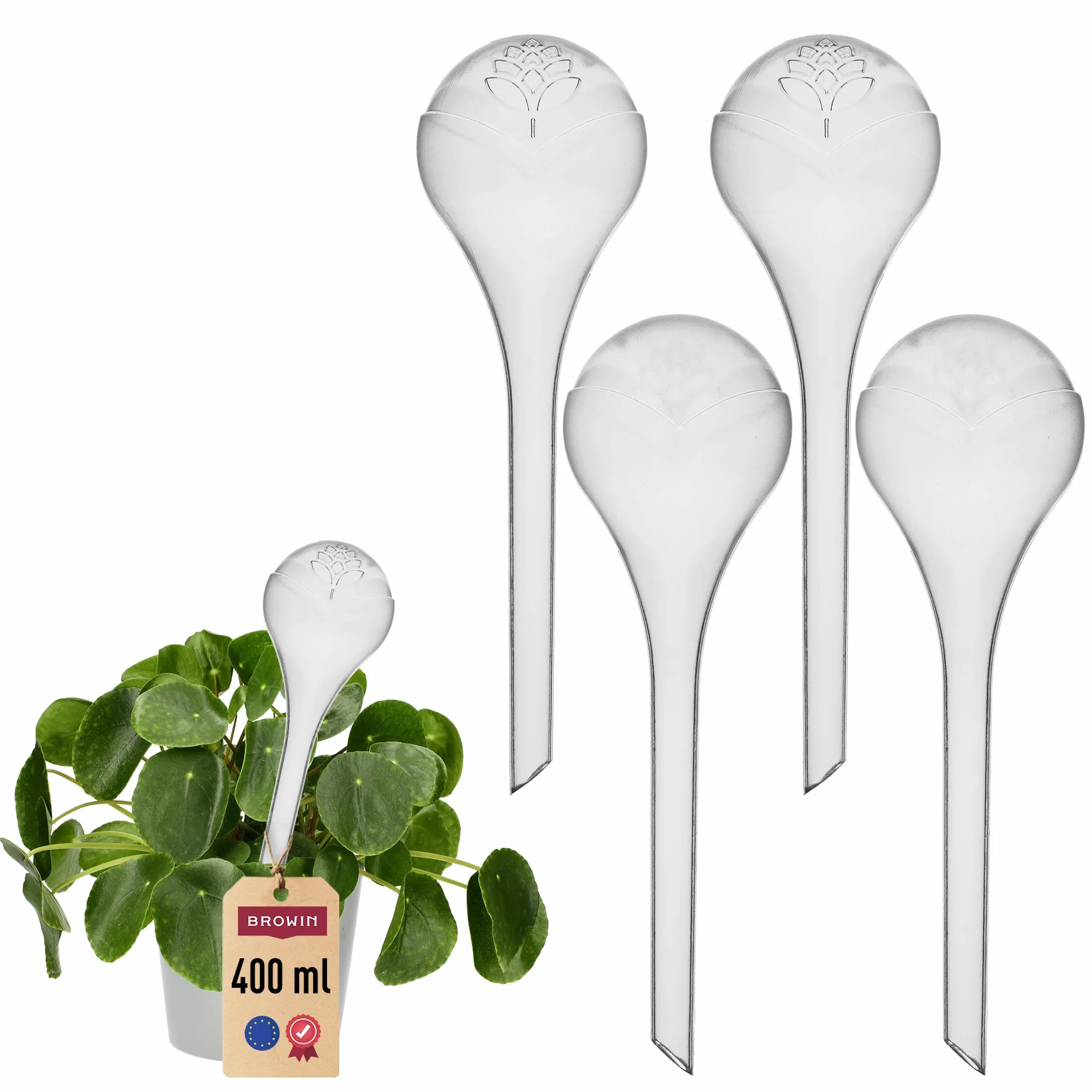 BROWIN®720923 Lot de 4 Boules d'irrigation pour Plantes Transparent
