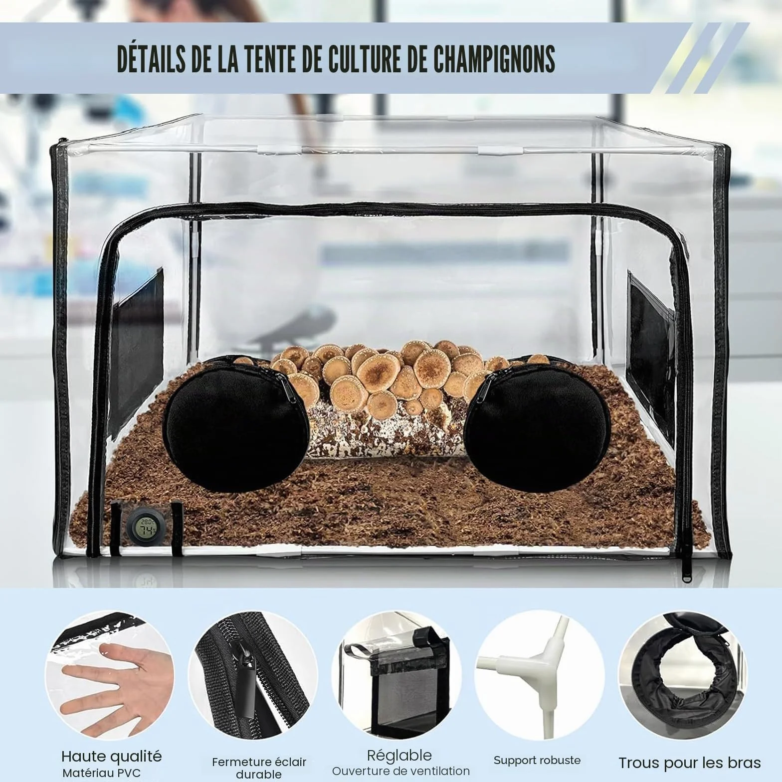 Champignon Mycologie Hotte Stations de Propagation Kit de Culture Tente De Culture De Champignons Portable Et Pliable Boîte de Culture de Chambre de Fructification