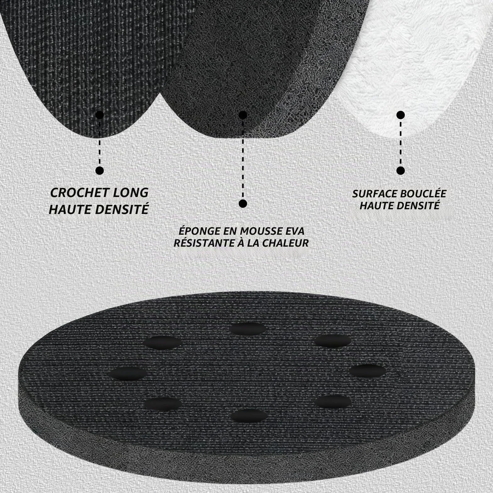 Tampon Interface 125mm 8 Trous Mousse Souple Polissage 4 Pièces