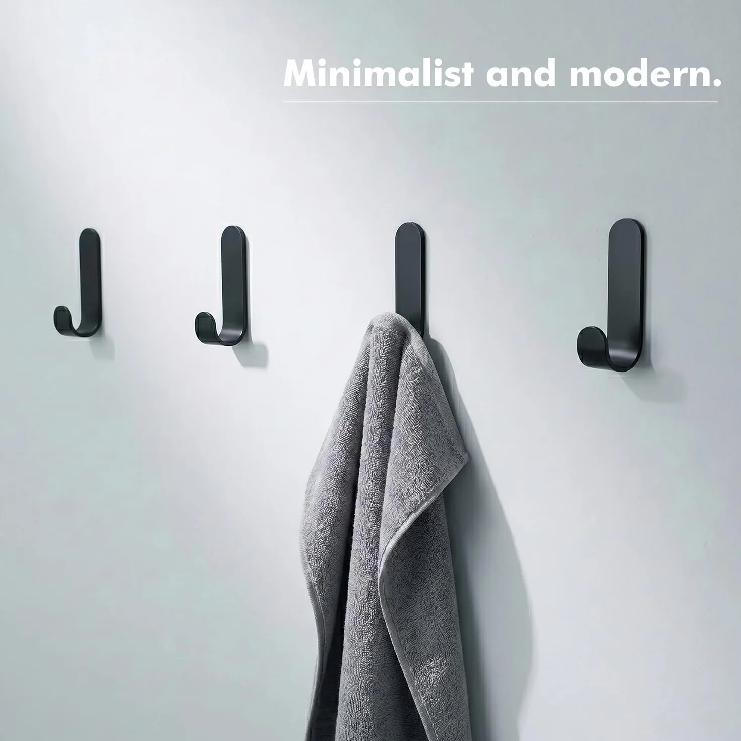 LINKWAY Lot de 12 Crochets Adhésifs Muraux - Patère Salle de Bain Noire en Métal sans Perçage