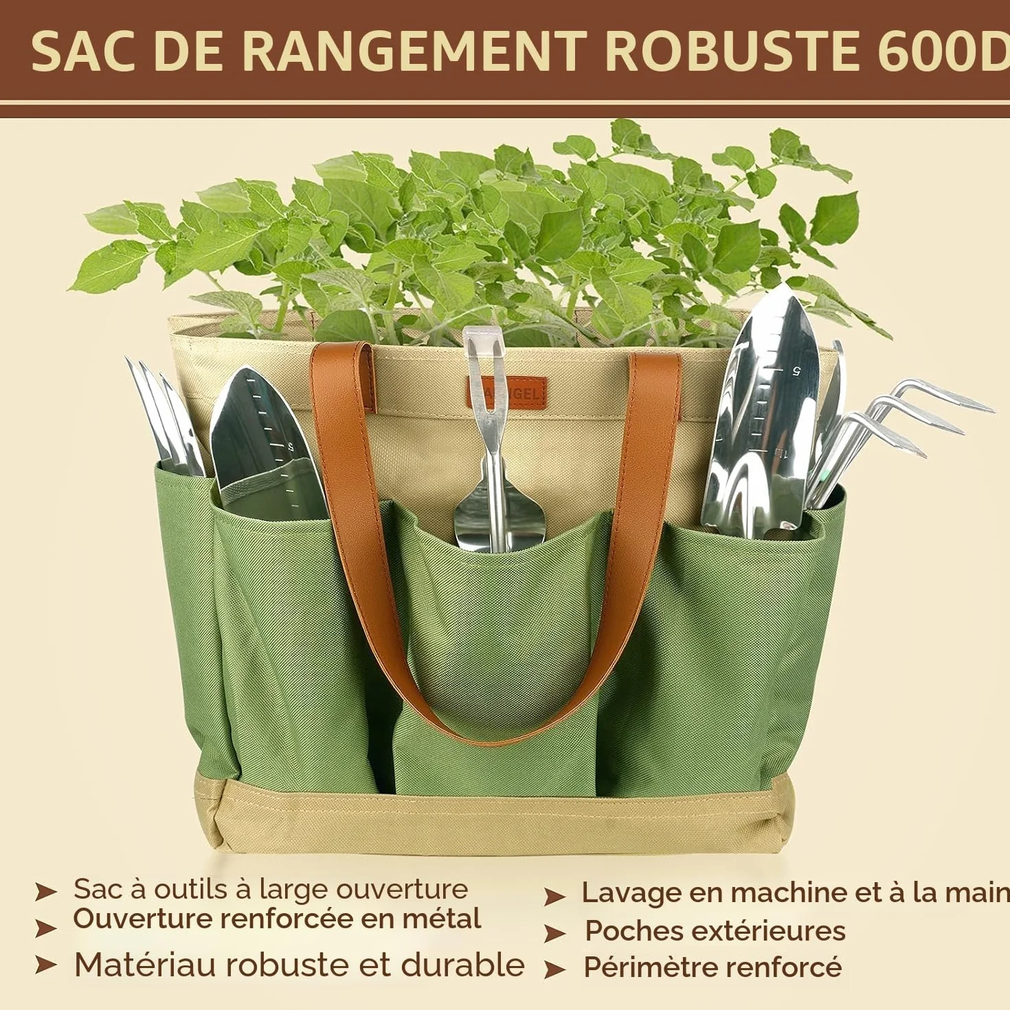 YAUNGEL Ensemble d'Outils de Jardinage, 10 Pièces en Acier Inoxydable à Usage intensif avec poignée en Bois antidérapante - Cadeaux pour Les Femmes et Les Hommes, Vert