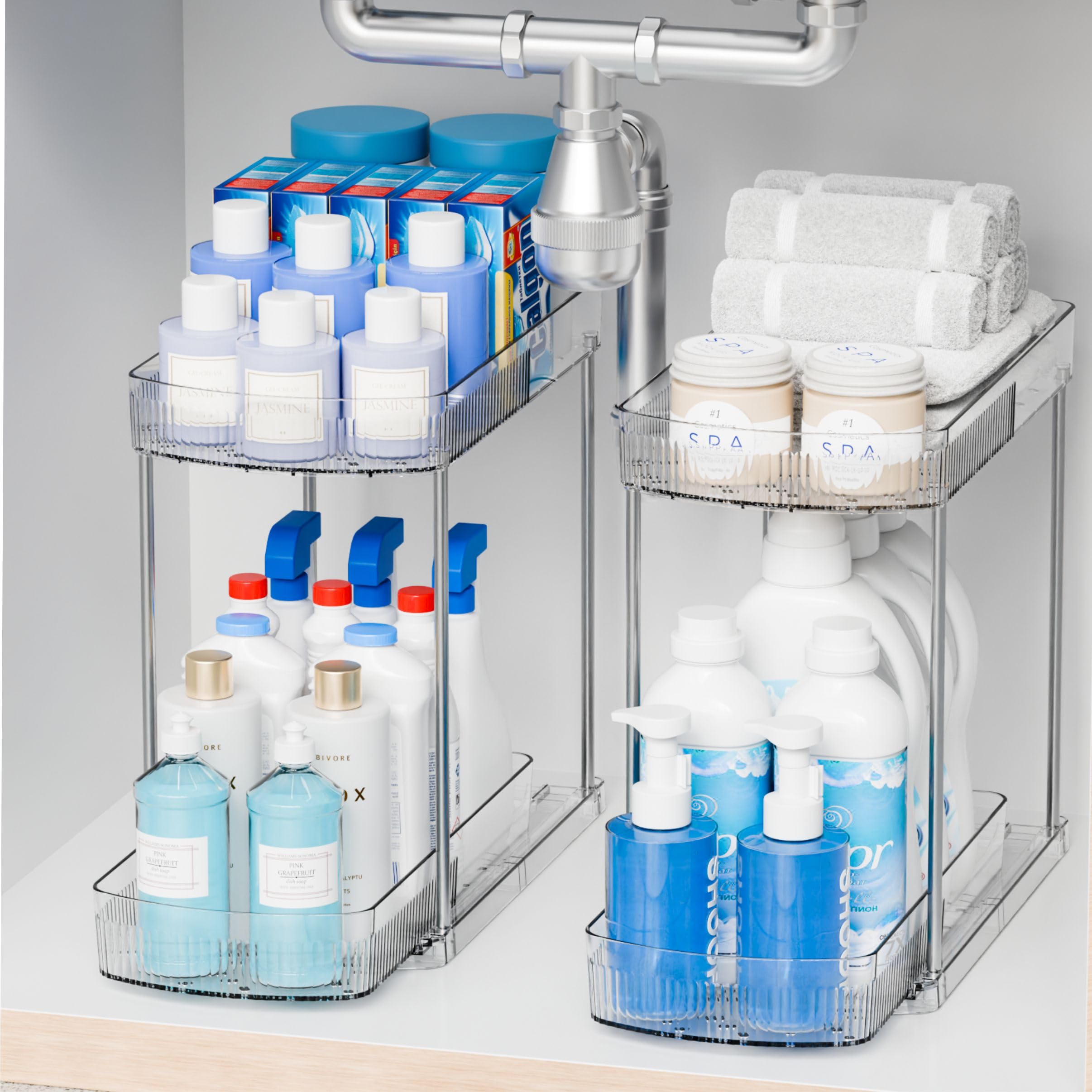 Clear Acrylic 2-Tier Pull-Out Under-Sink Organizer