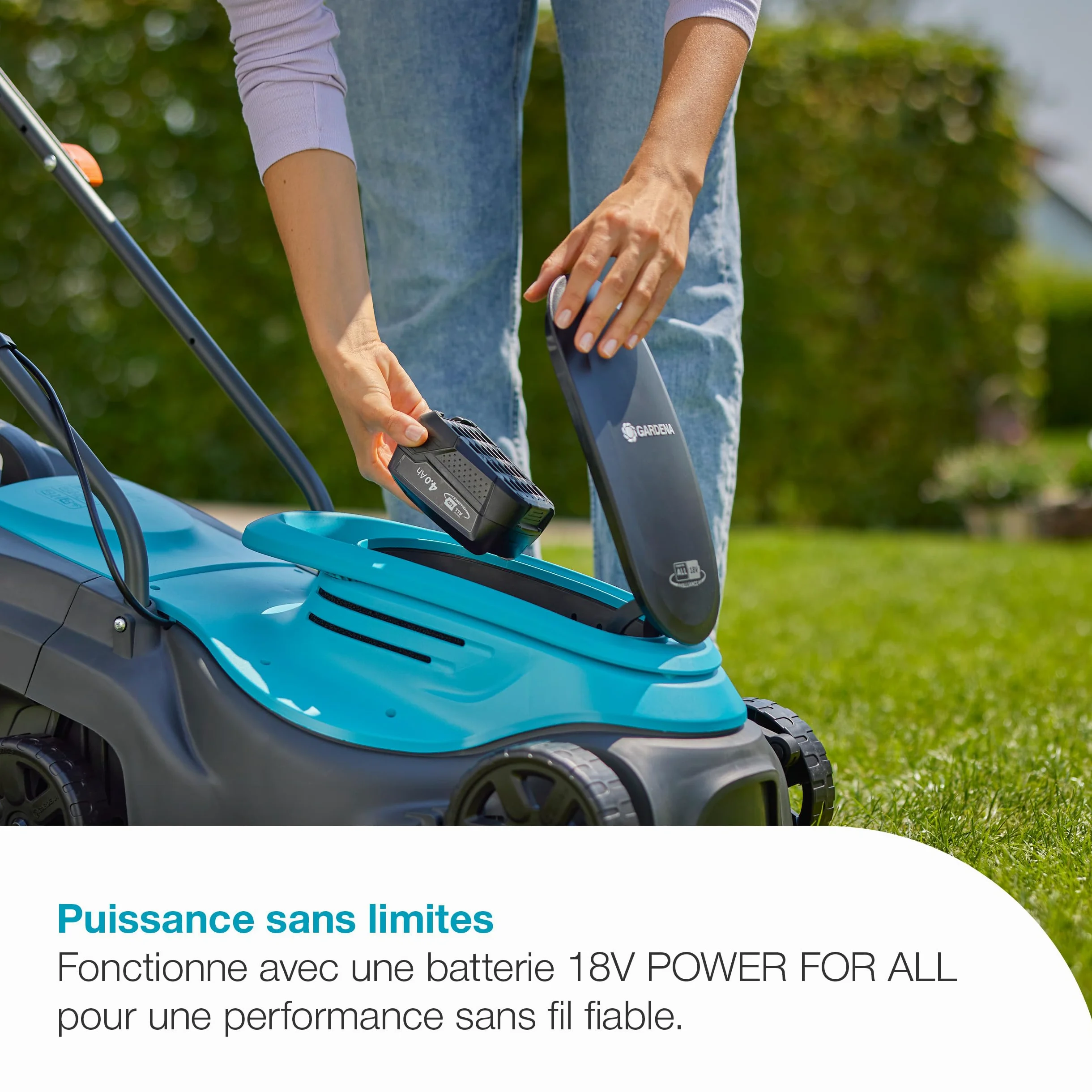 Gardena Tondeuse sur Batterie EasyMax 32/18 V P4A - sans Chargeur ni Batterie: Lame de Coupe, Légère, Réglage de la Hauteur, Ramassage de l'herbe, sans Fil (14634-55)