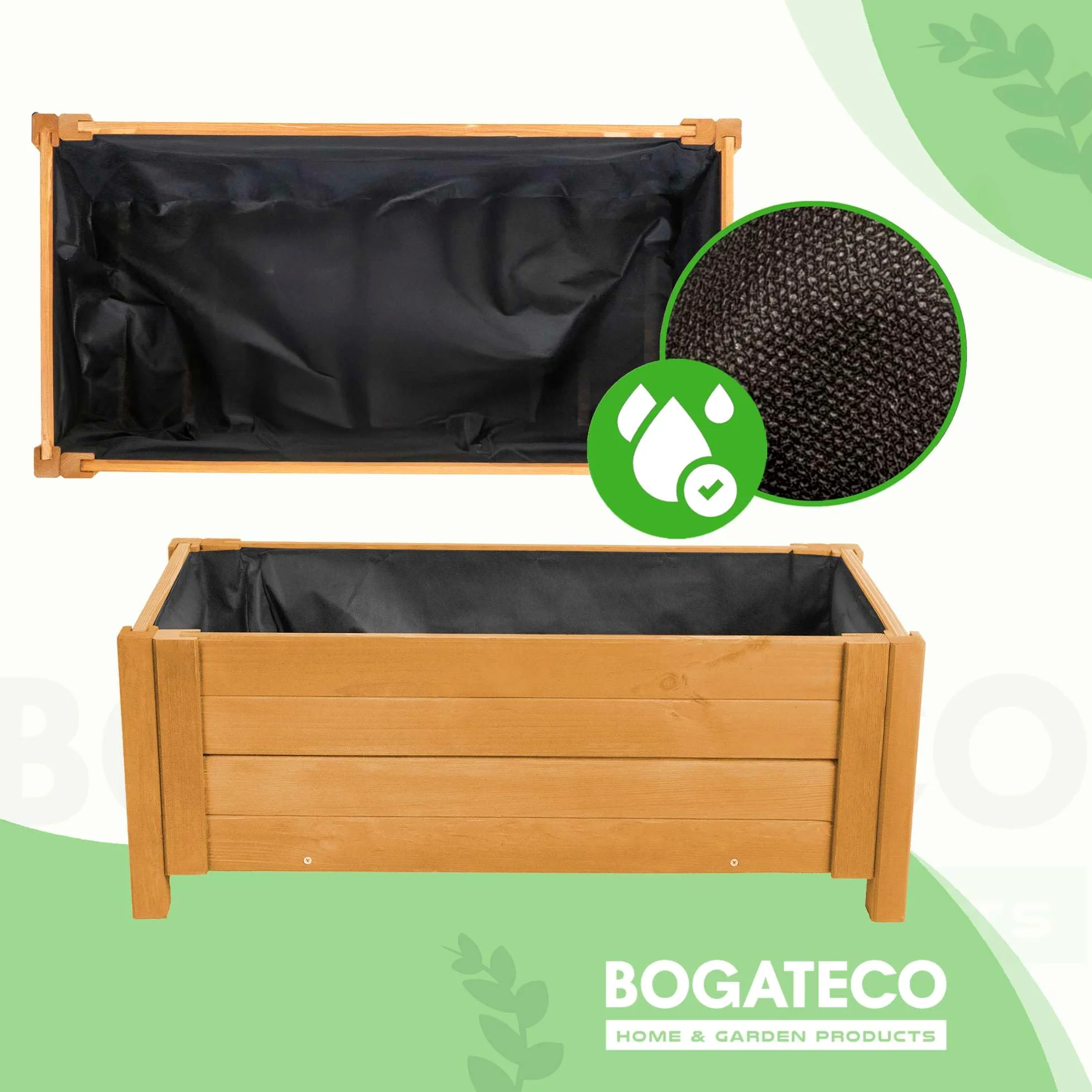 BOGATECO Bac à Fleurs Jardinière en Bois pour Extérieure | 80 x 38 cm | Pot de Fleurs Parfait pour Jardin, Terrasse & Balcon | Imprégné | Arrive Assemblé | avec Agro-Textile | Marron Chêne