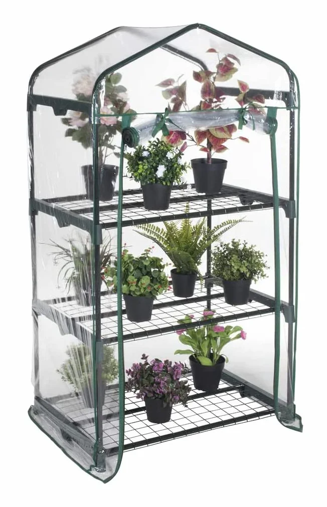 Serre de jardin PVC imperméable 3 étagères 69x49x125 H cm pour balcon potager plantes fleurs