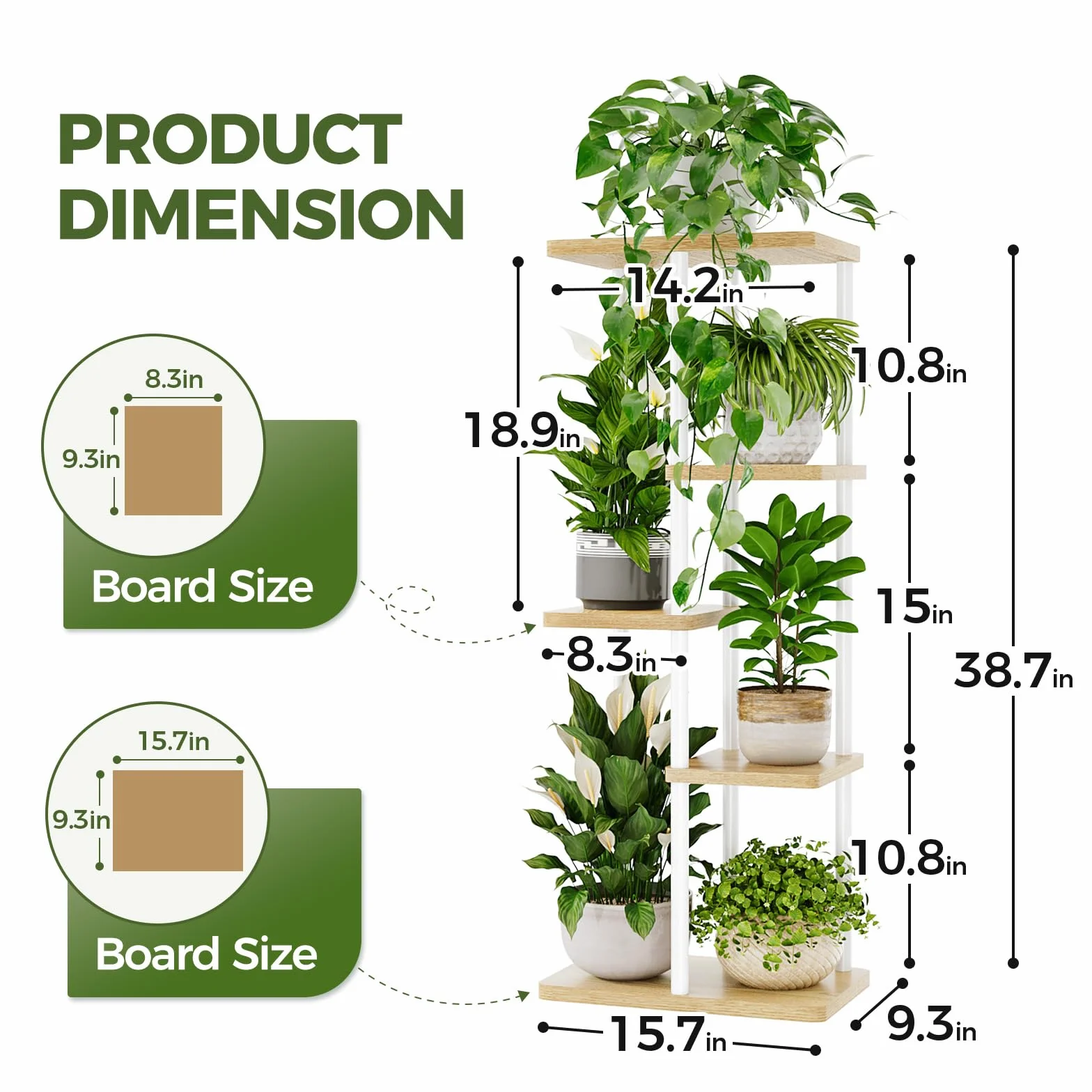 Bamworld Support Plantes Intérieur 5 Niveaux Métal Étagère à Fleurs d'Angle Blanc