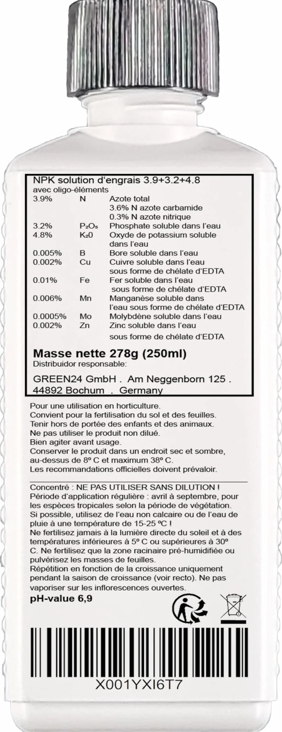 Engrais pour clématites et plantes grimpantes à fleurs. Engrais complet liquide NPK de haute qualité issu de l'horticulture. (250 ml)