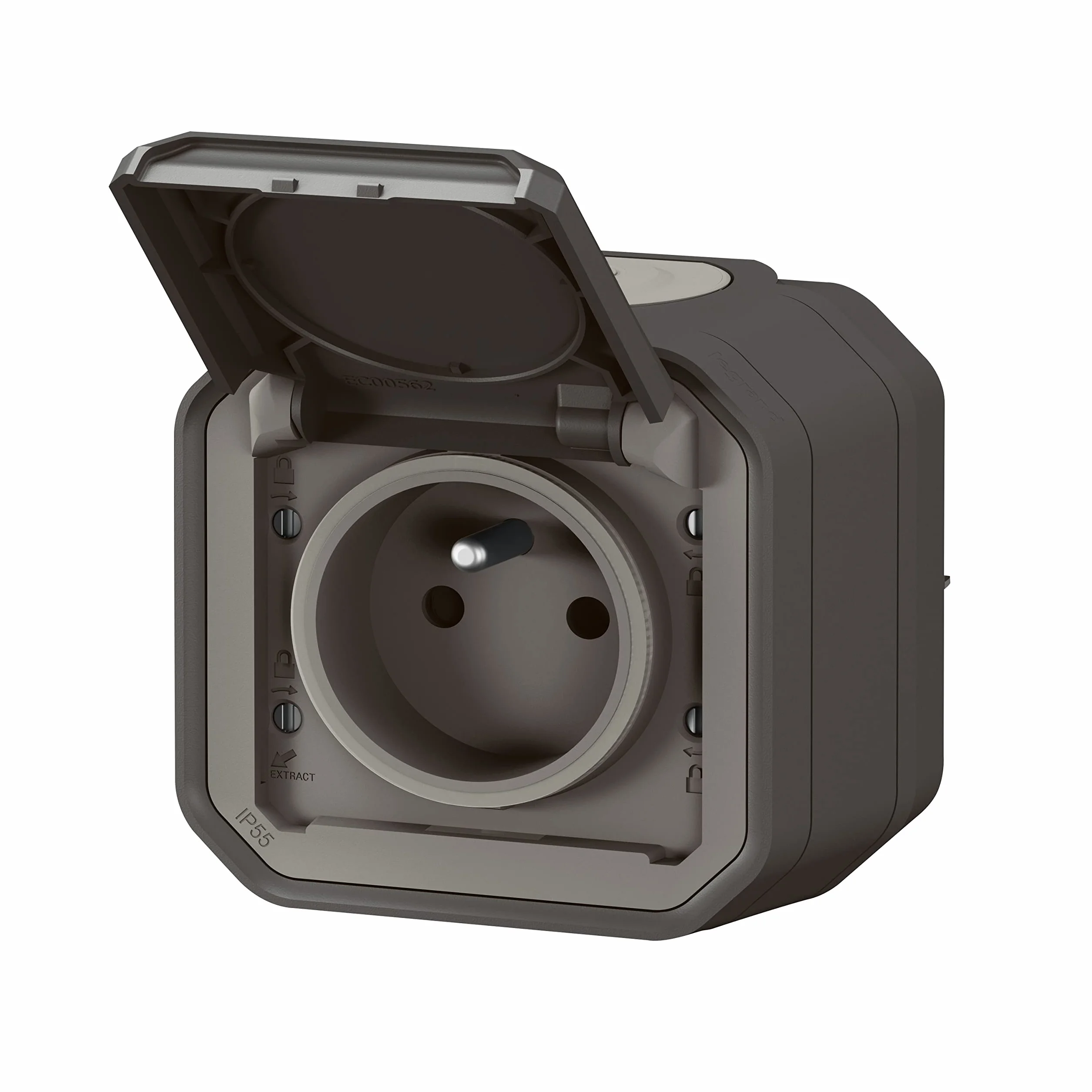 Legrand Prise Etanche IP55 Plexo 2P+T 16A avec Volet Pose Apparente Anthracite
