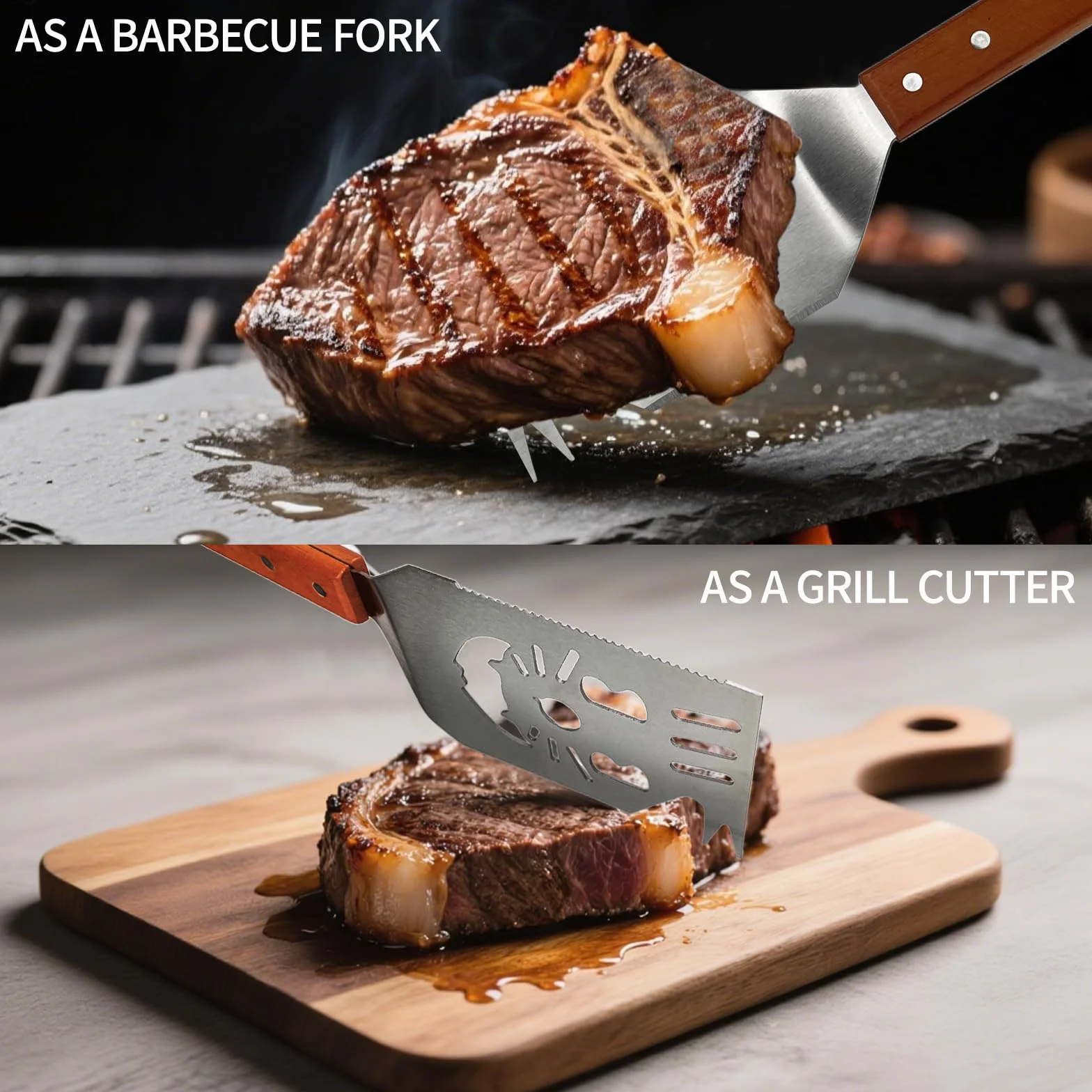 Barbecue Spatule Acier Inoxydable Set 41.5x8cm INOX Ustensiles Professionnel