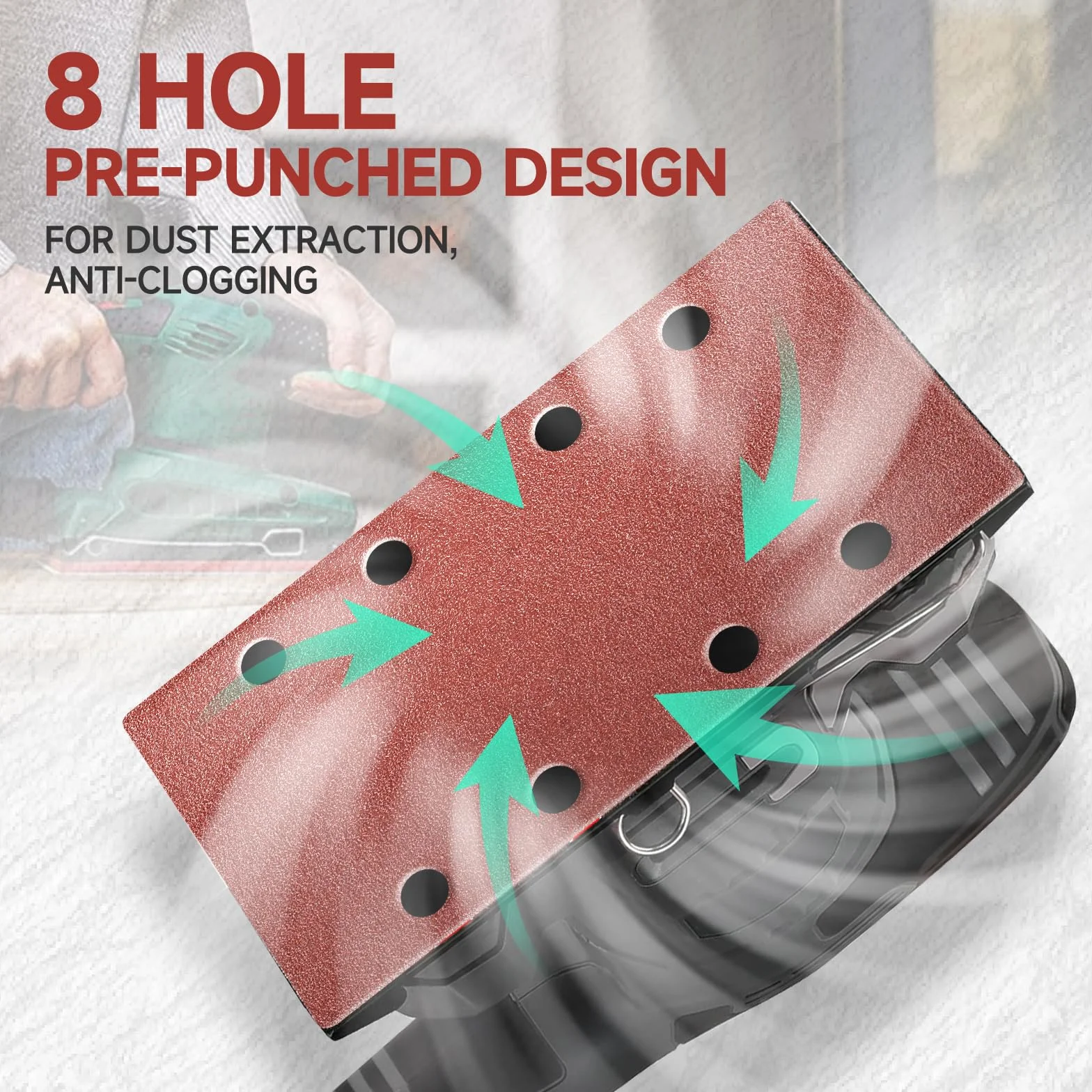 Papier a Poncer 93x185mm 40/60/80/120/240 Grains Feuilles Abrasives pour Ponceuse Vibrante 50 Pièces