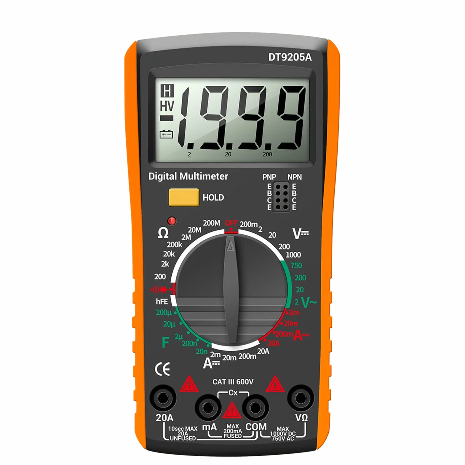Multimètre Numérique DT9205A 2000 Comptage Professionnel Voltmètre Ampèremètre Ohmmètre Testeur Électrique Automatique LCD