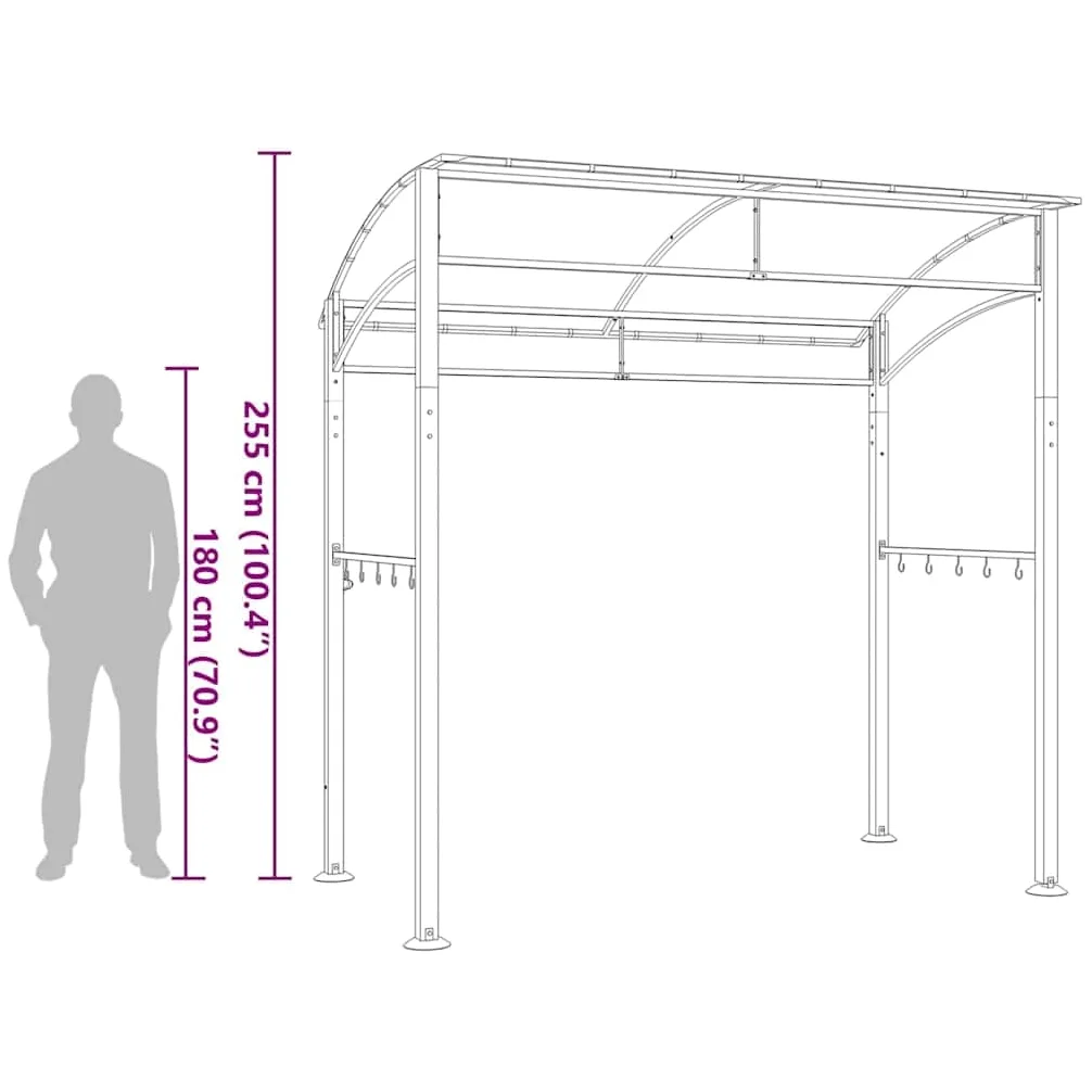 vidaXL Belvédère de Barbecue Chapiteau Tente de Barbecue Tonnelle Auvent Extérieur Résistant aux Intempéries 215x150x220 cm Anthracite Acier