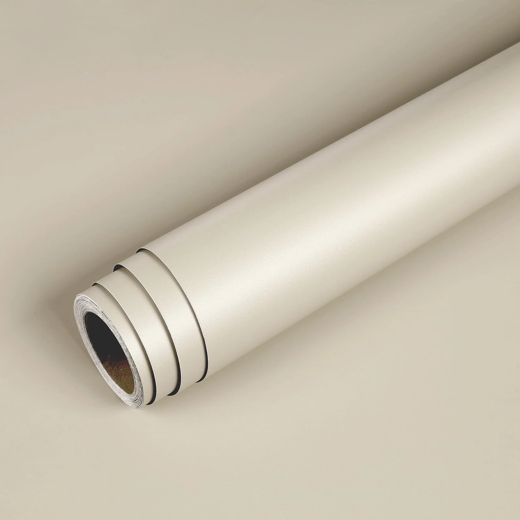 Livelynine Papier Adhésif pour Meuble Beige Mat Vinyle 40cm x 2m Imperméable Rouleau Décoratif
