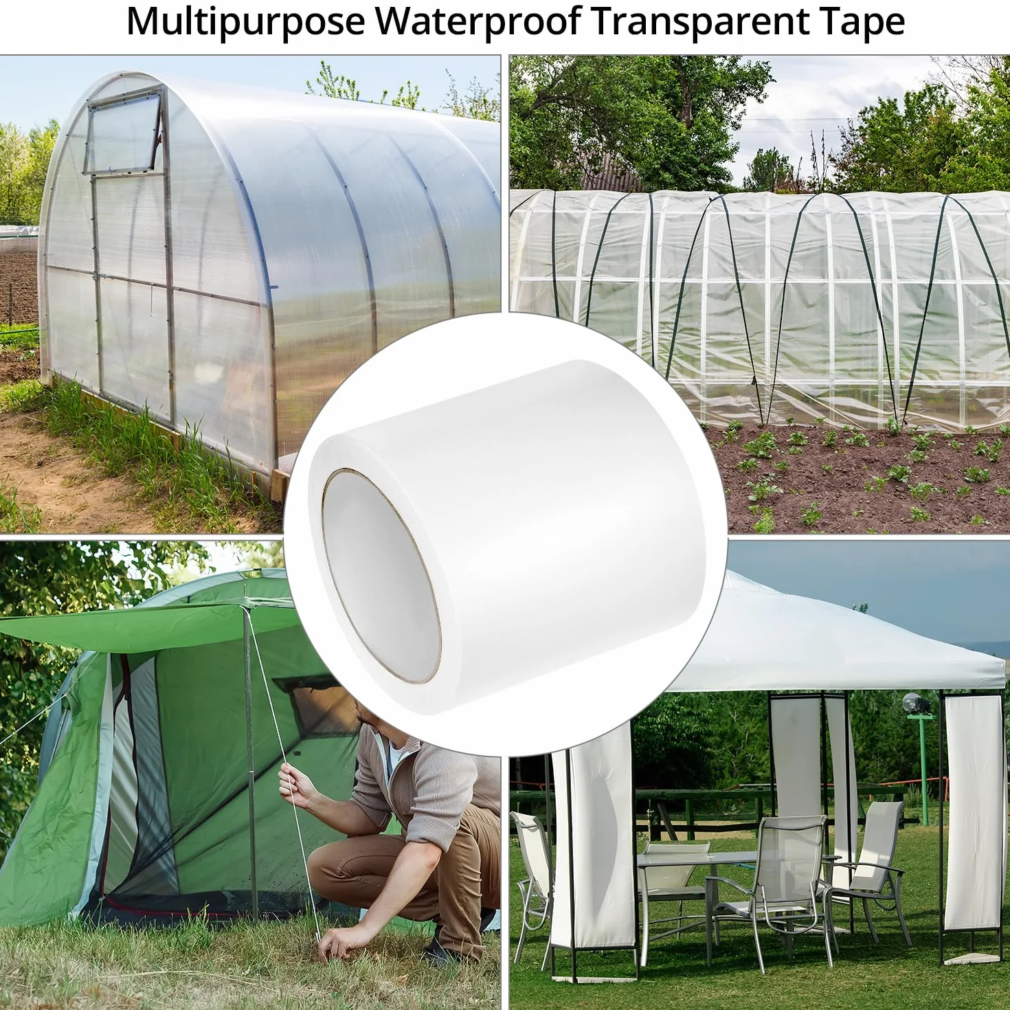 Ruban adhésif de réparation pour serres QWORK 100 mm x 25 m polyéthylène transparent imperméable