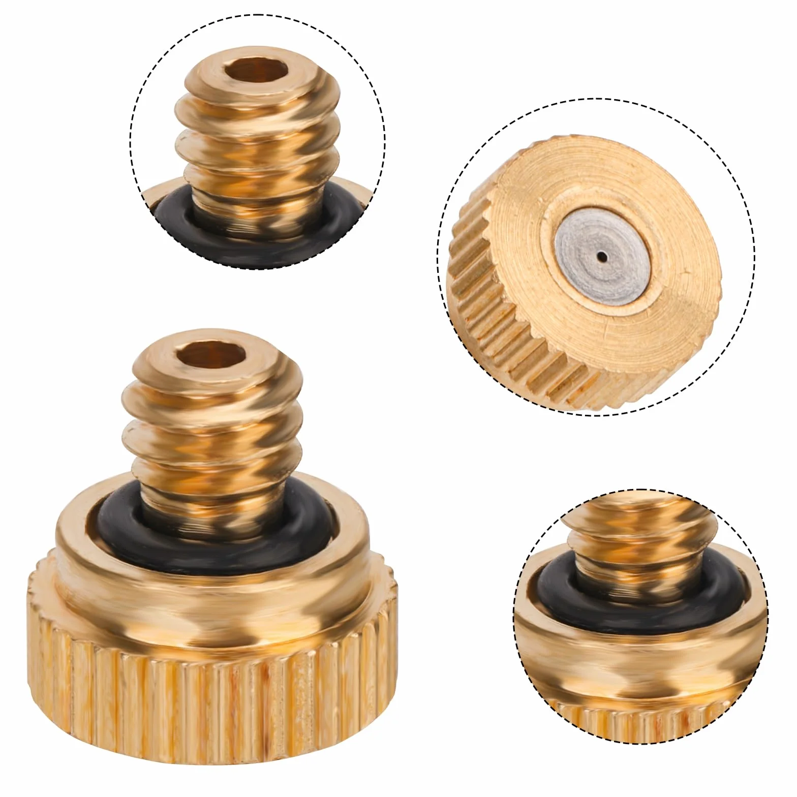 NQEUEPN 20pcs Buses de Brumisation en Laiton, Buses de Brumisation Filetées pour Tube 1/4 Système de Refroidissement Extérieur Humidification de l'Aménagement Paysager de Serre