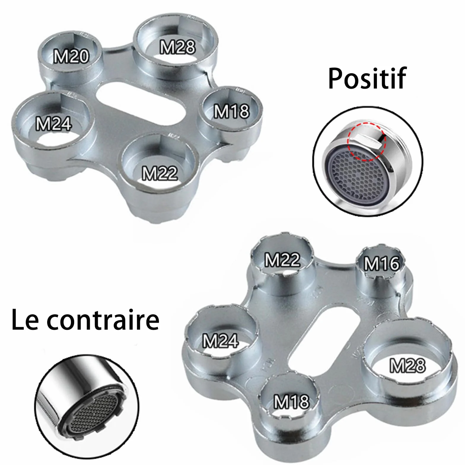 Clé pour Aérateur de Robinet Outil Mousseur en Alliage Durable pour Salle de Bain Cuisine