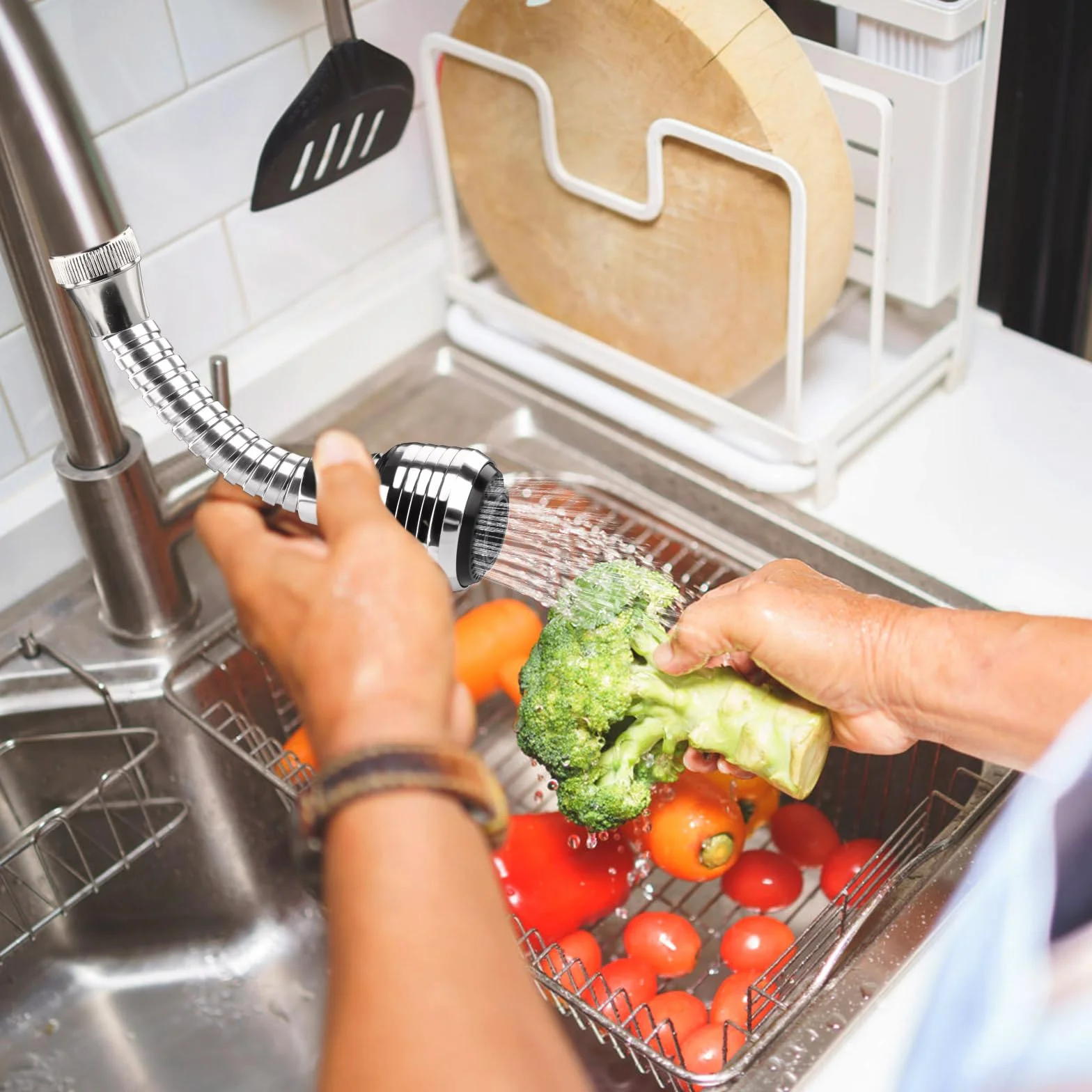 Robinet Cuisine Pivotant 360° Douchette 2 Pièces, Robinetterie de Cuisine Aérateur Rallonge