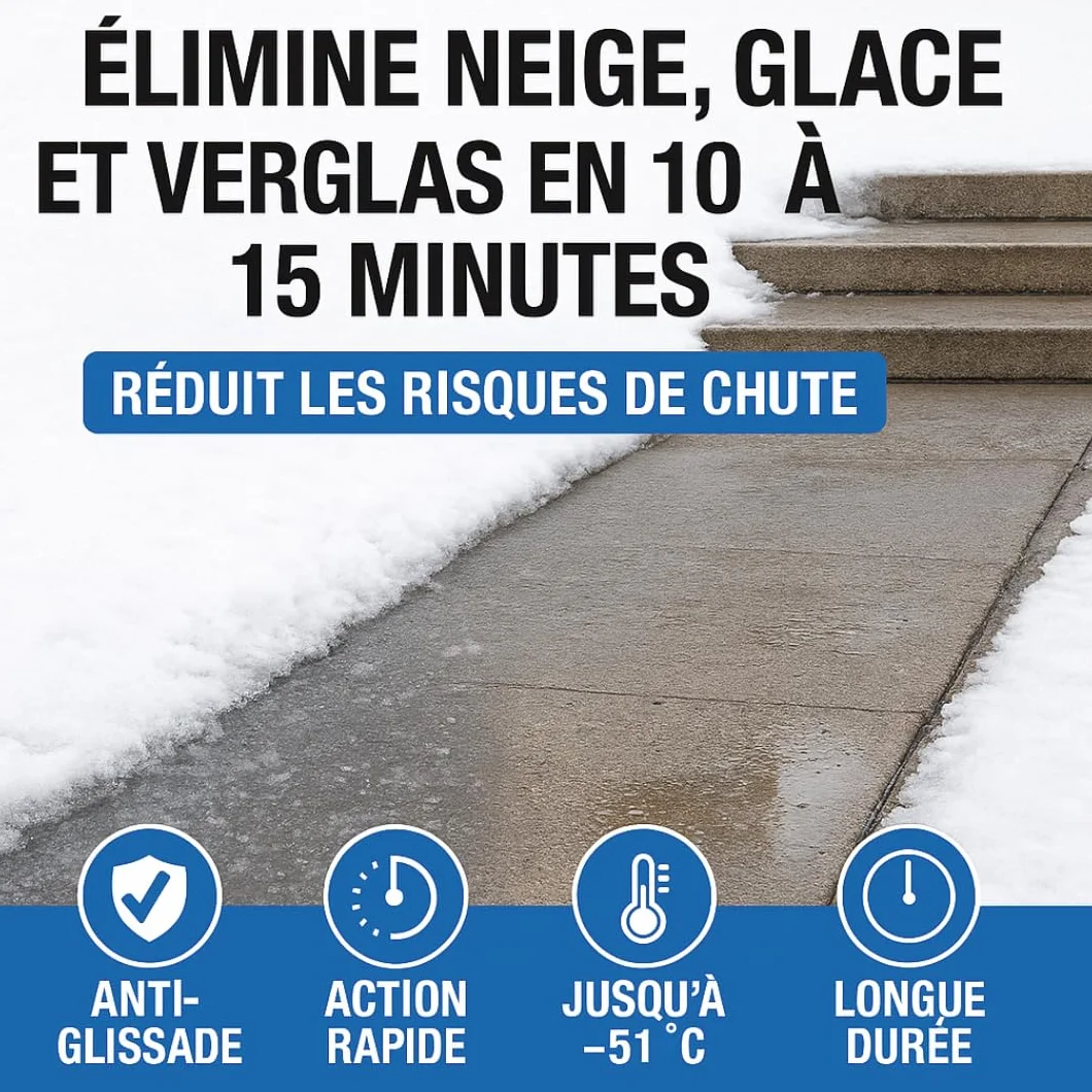 Sel de déneigement au calcium -50°C 8kg, action rapide longue durée non agressif animaux matériaux