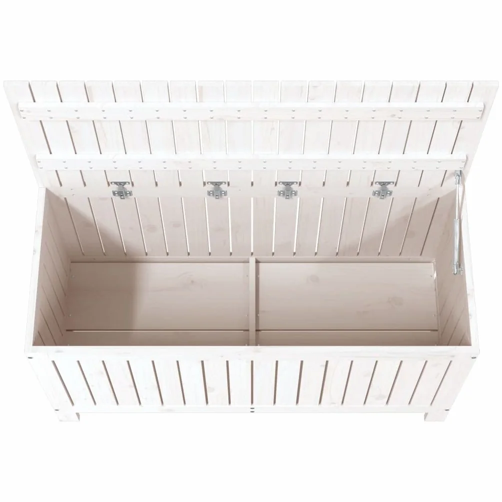 vidaXL Boîte de Rangement de Jardin, Coffre à Outils avec Couvercle, Bac de Rangement, Organisateur de Salon Chambre, Moderne, Blanc Bois de Pin Massif