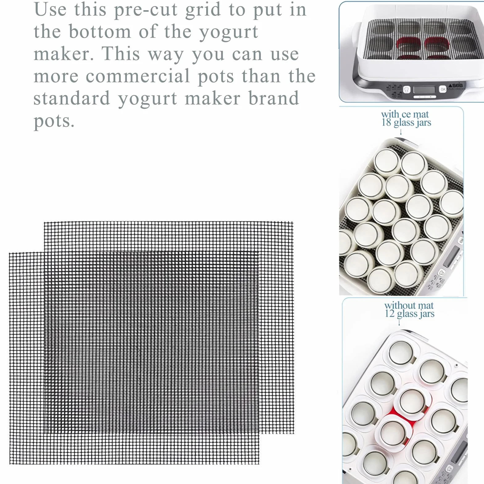 42 * 36cm Grille Barbecue decoupable, 2PC Tapis de Cuisson Réutilisable Grille Anti-adhésif pour Yaourtières Multi-Délices Barbecue Cuisson