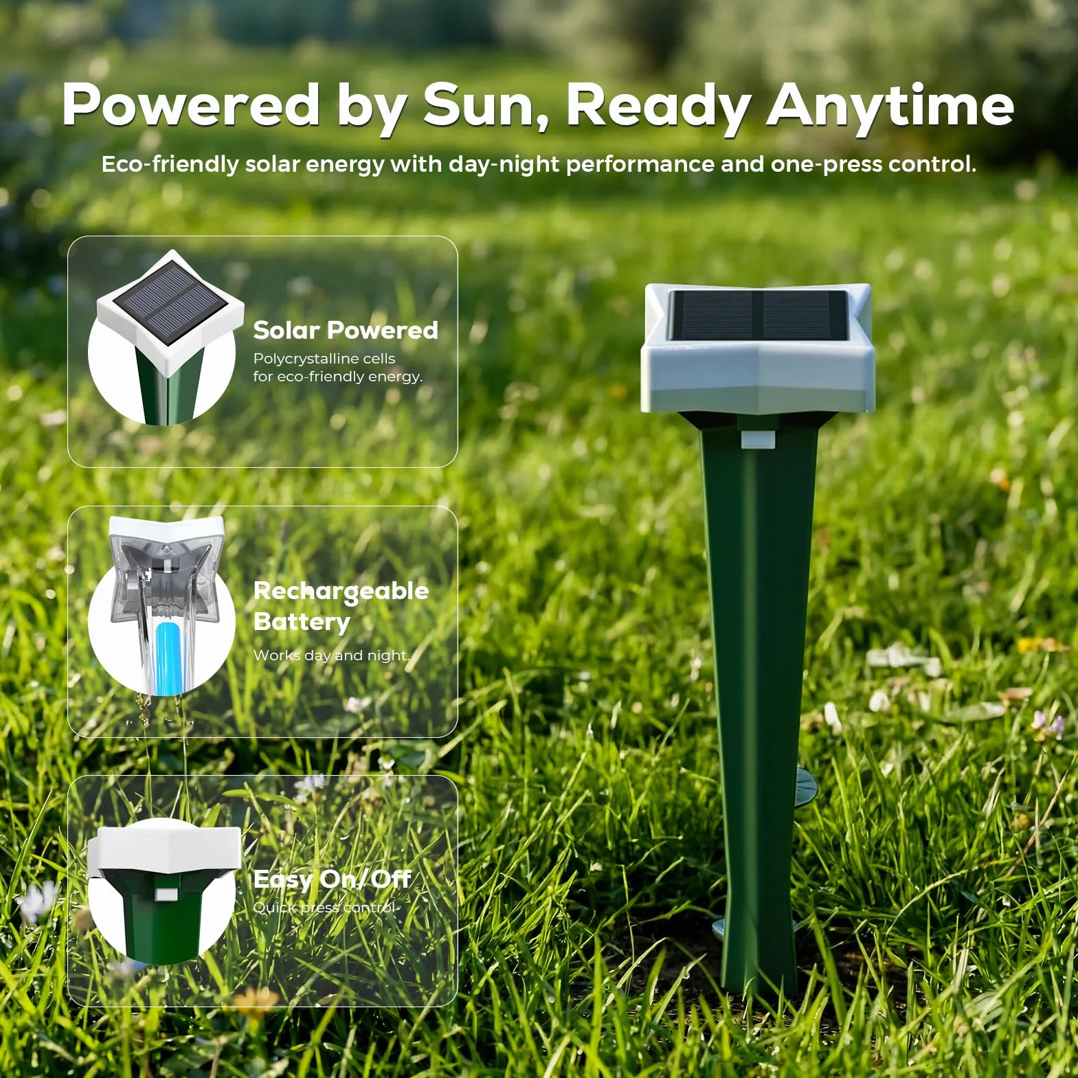 Anti Taupe Solaire avec LED et 3 Modes, 2/4 pièce Piege A Taupe pour Jardin, Large portée et Protection Contre l'eau Repulsifs Ultrasons pour Taupes, Rats, Serpents (2, Vert)