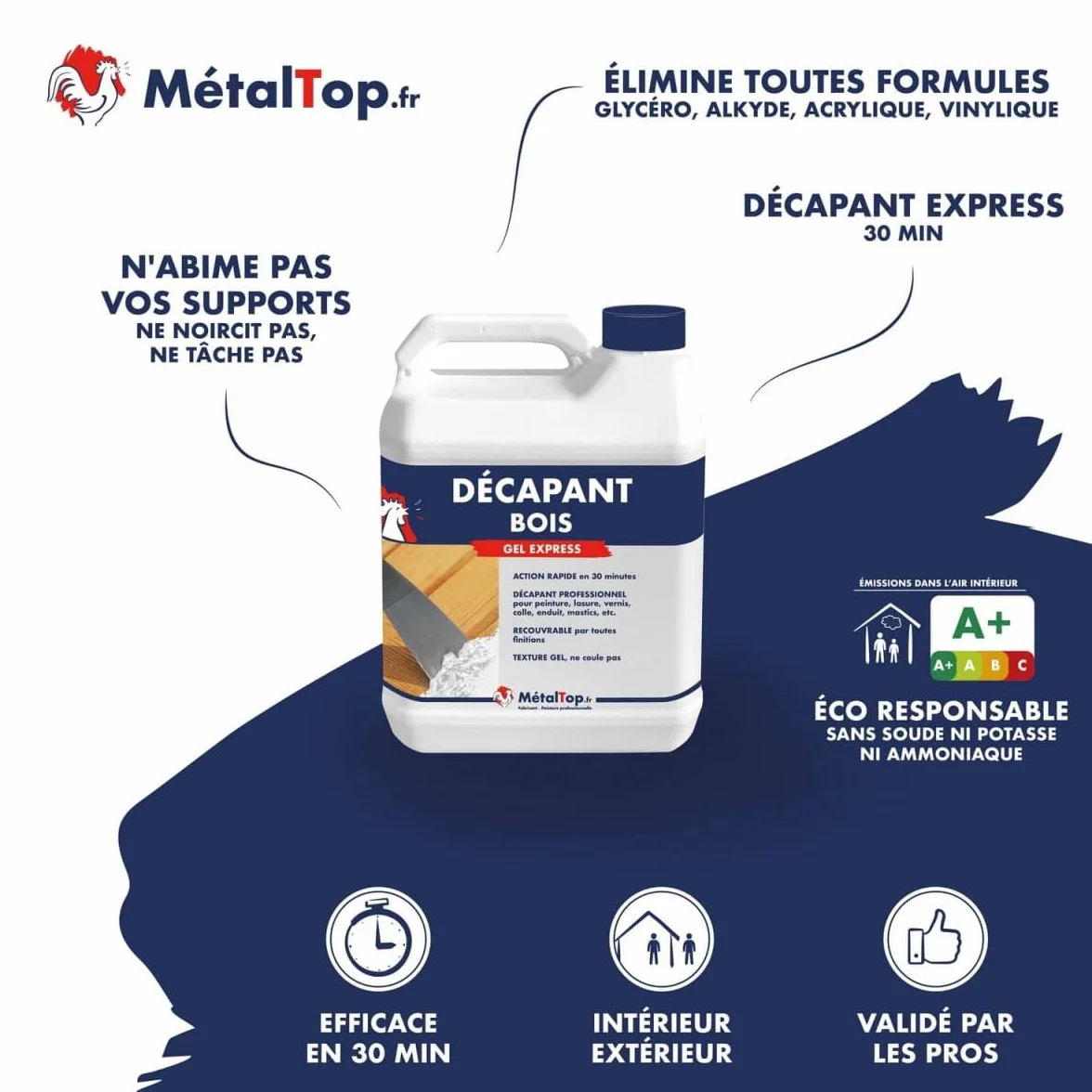 Metaltop Decapant Bois 1 L Spécial peintures vernis lasures vitrificateur