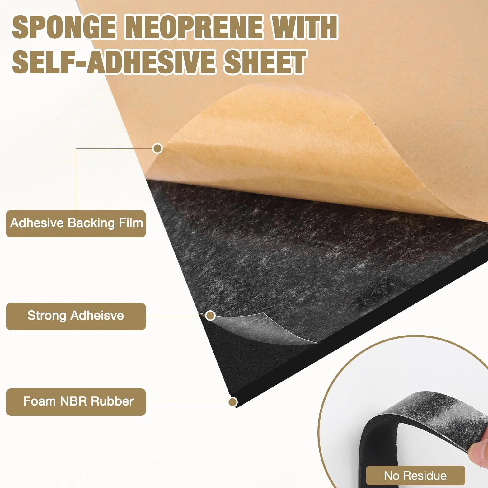 Plaque de mousse autocollante anti vibration isolation phonique 300mm×12mm×3m Noir