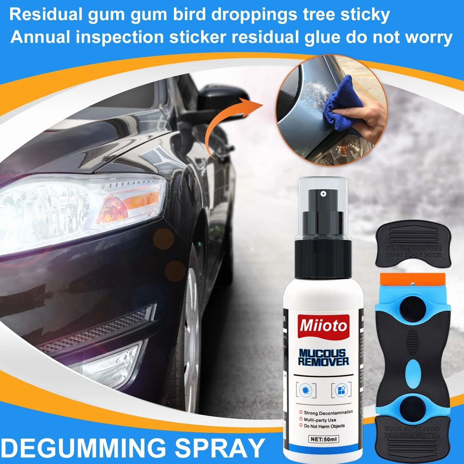 Dissolvant Colle Spray Décapant Adhésif 50ML avec Grattoir Polyvalent