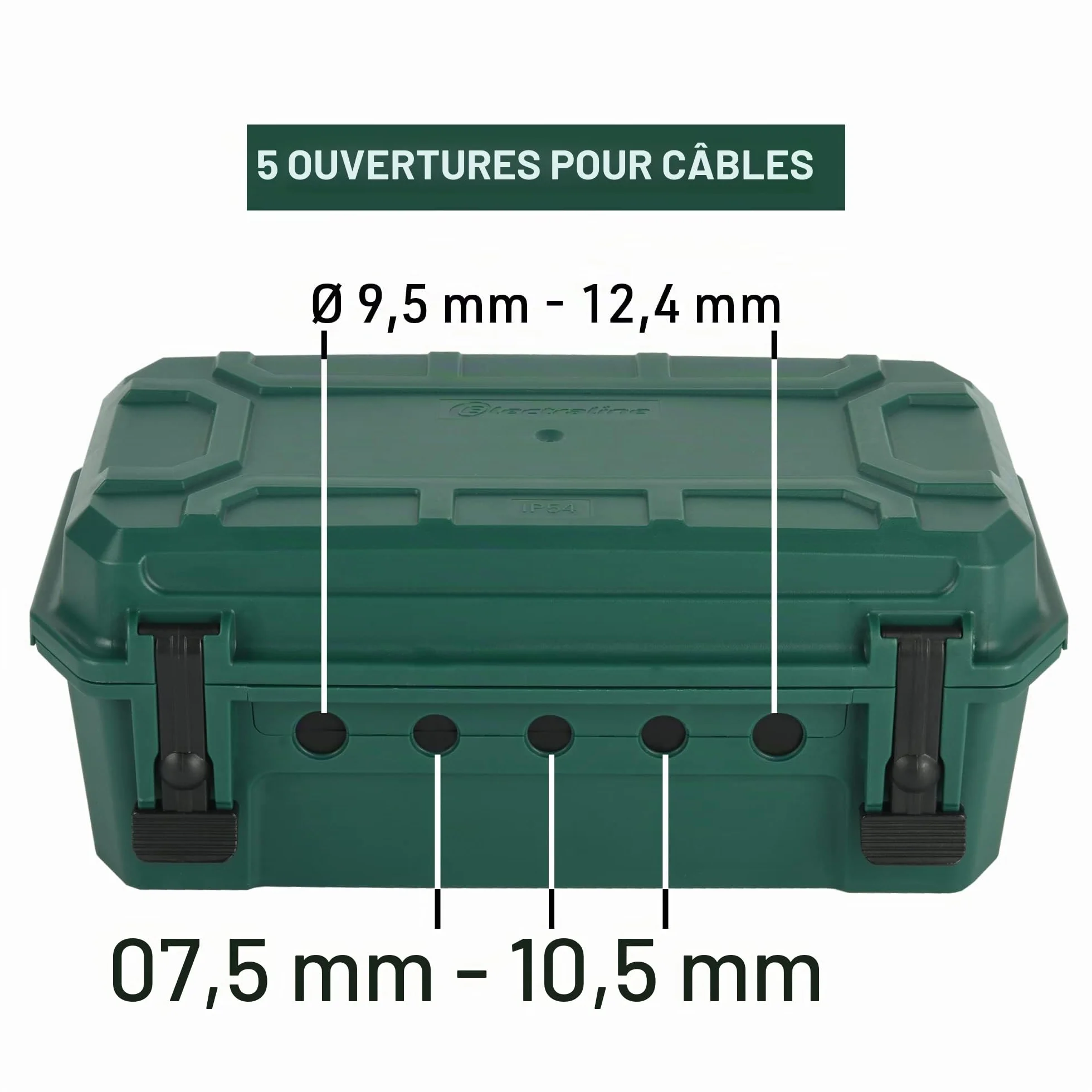 Electraline Boîte de protection étanche IP54 Organisateur de câbles 5 sorties 320x180x126 mm