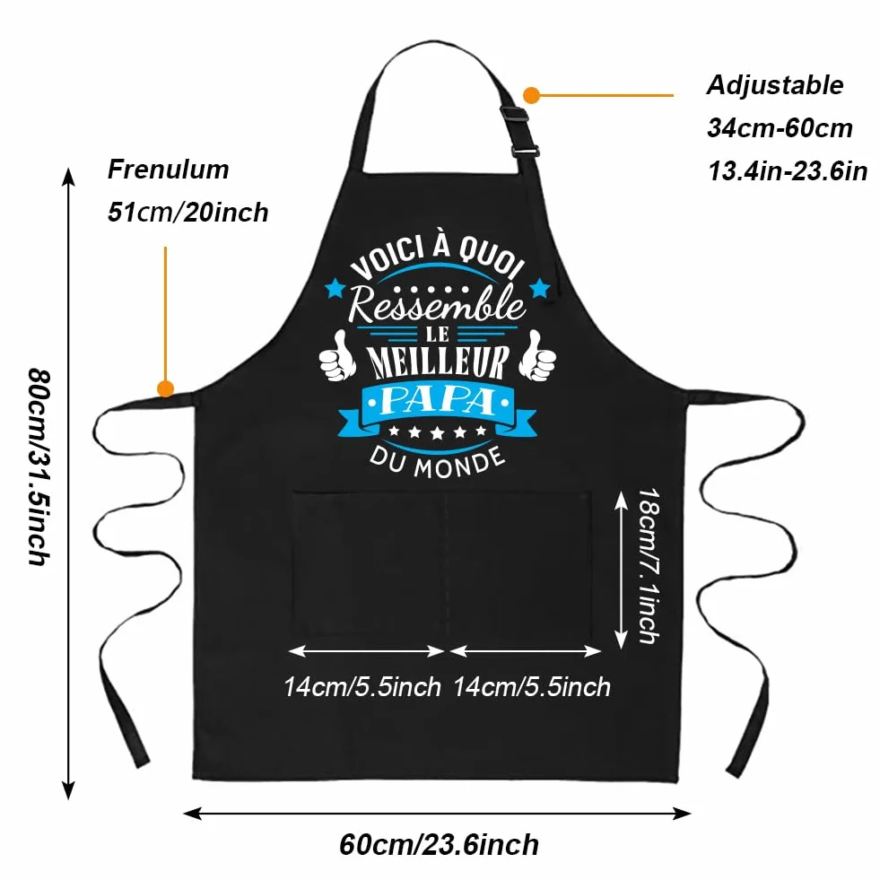 Yontree Tablier pour Fête des Pères, adapté pour la Fête des Pères, anniversaires et soirées barbecue ; tissu en coton, tablier de barbecue ou de cuisine conçu spécialement pour homme